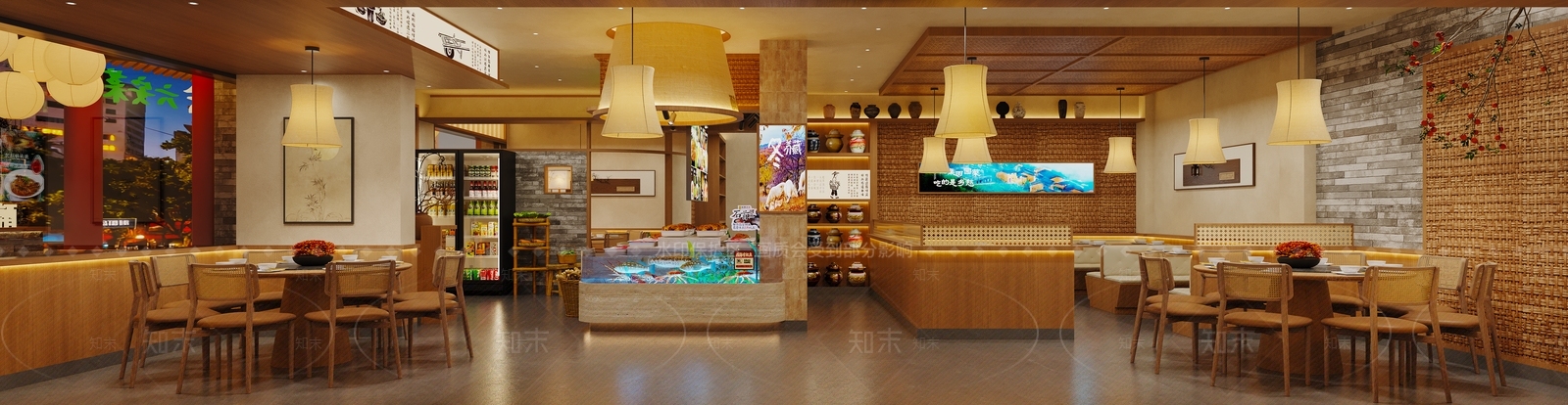 新中式中餐厅3D模型下载【ID:1230963563】