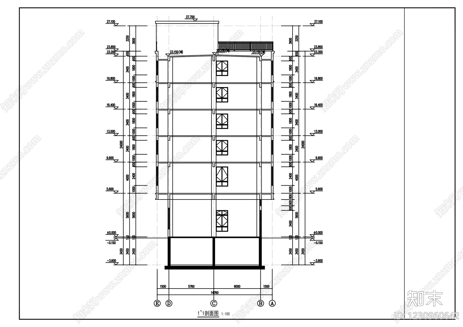 办公楼建筑cad施工图下载【ID:1230960642】