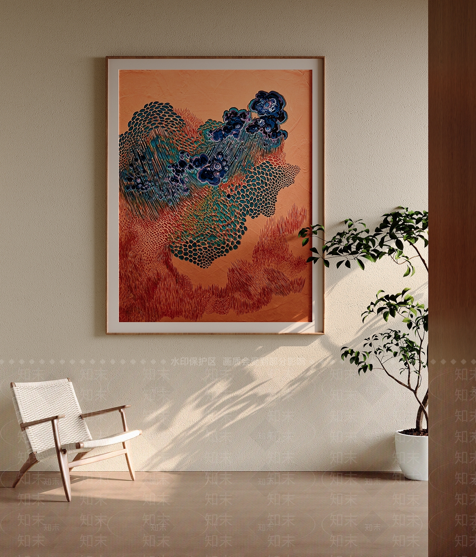原木风抽象挂画3D模型下载【ID:1230962608】