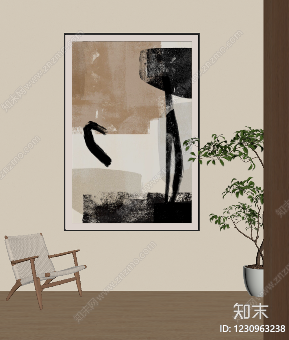 侘寂挂画SU模型下载【ID:1230963238】