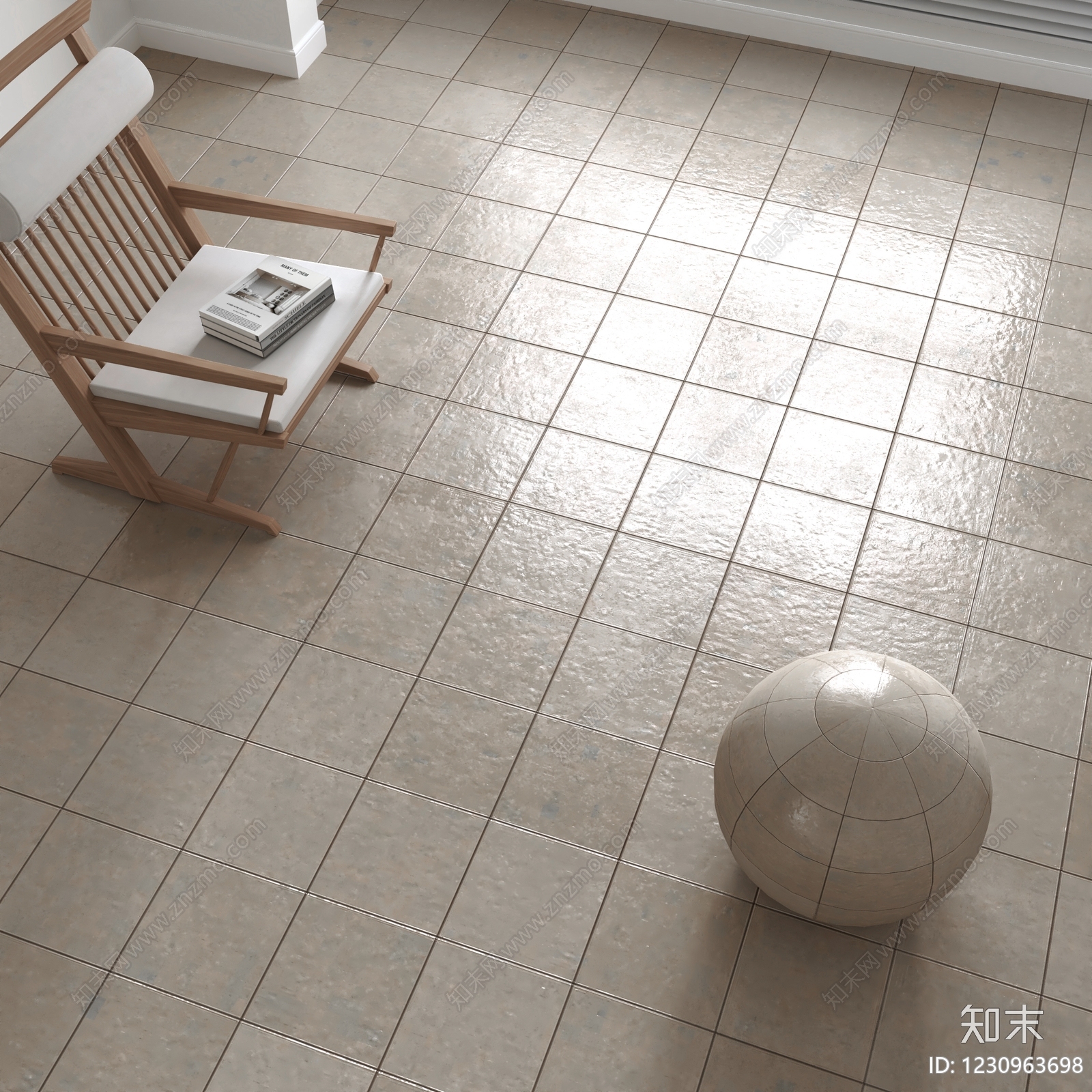 原木风瓷砖展厅3D模型渲染效果图