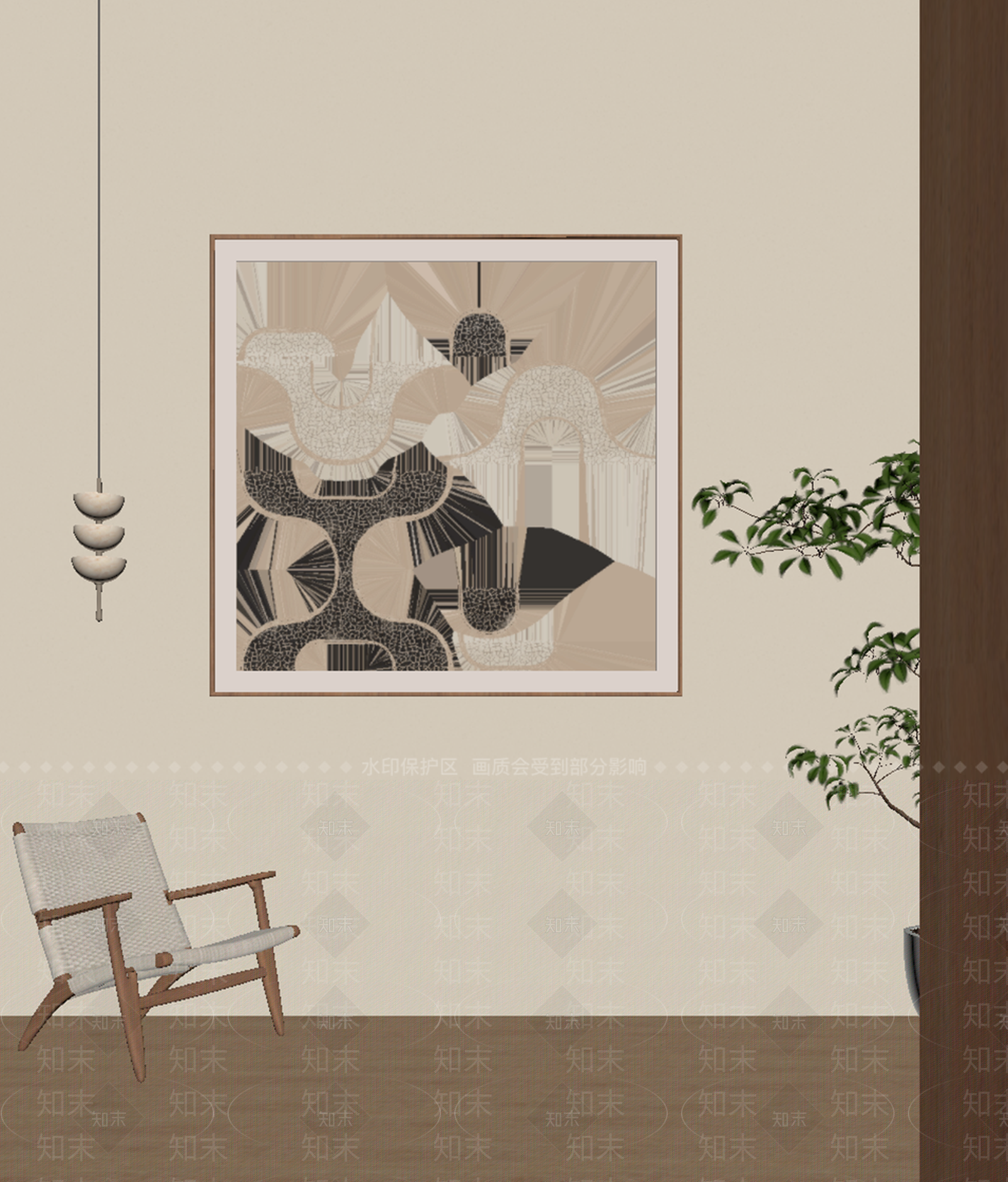 奶油风挂画SU模型下载【ID:1230963857】