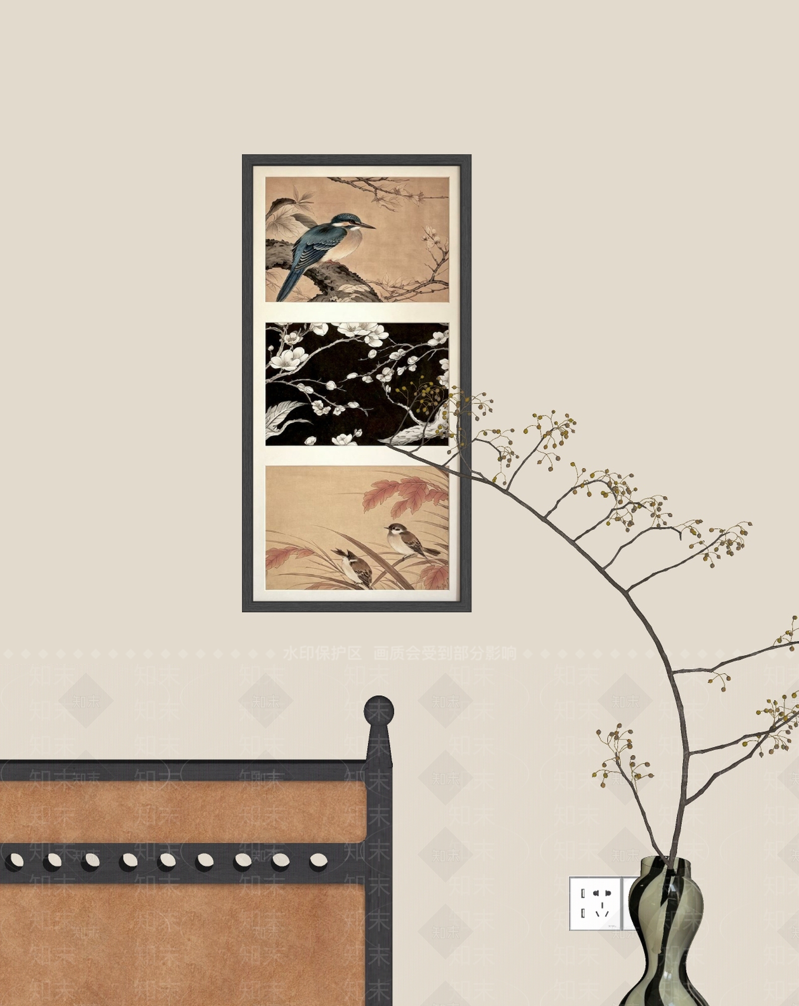 新中式挂画SU模型下载【ID:1230966369】