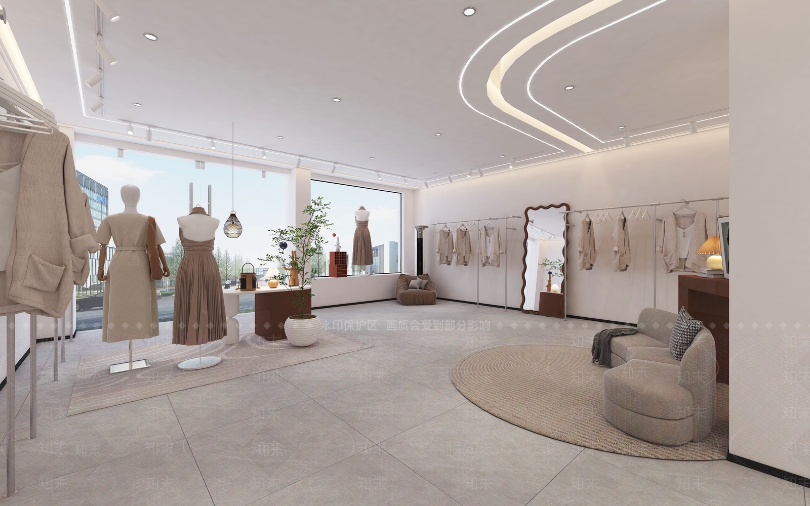 奶油风服装店3D模型下载【ID:1230970486】