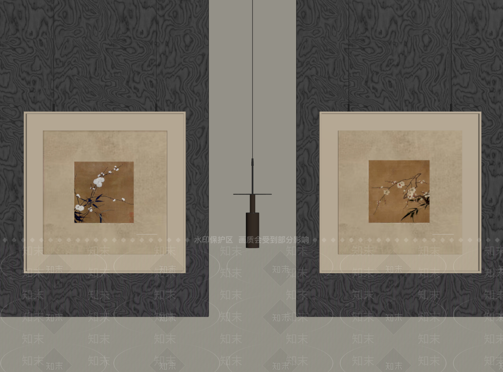 新中式挂画组合SU模型下载【ID:1230973825】