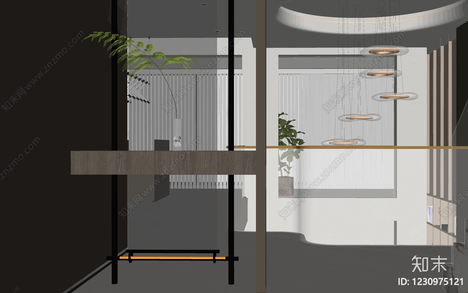现代简约隔断SU模型下载【ID:1230975121】