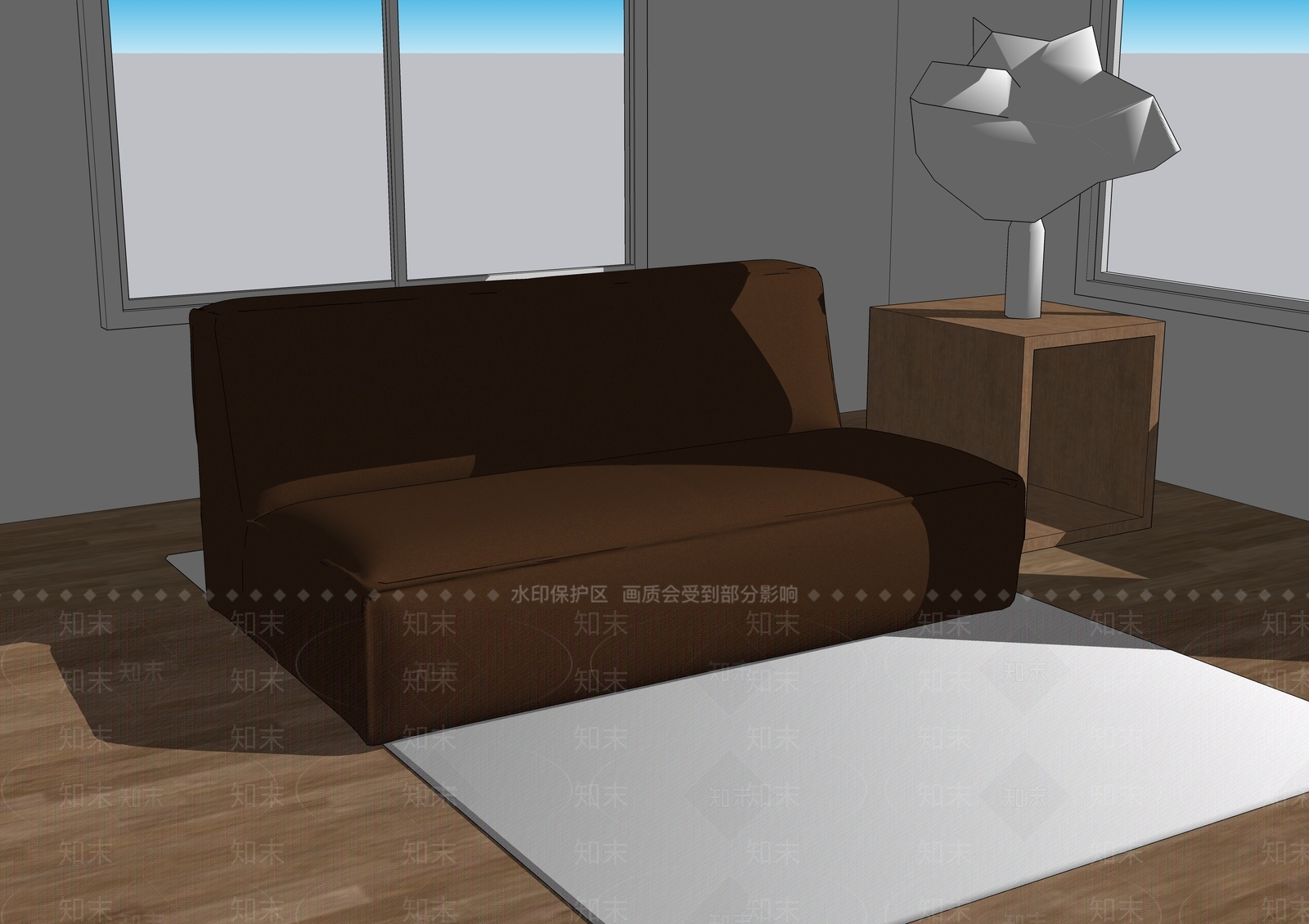 现代简约双人沙发SU模型下载【ID:1230977124】
