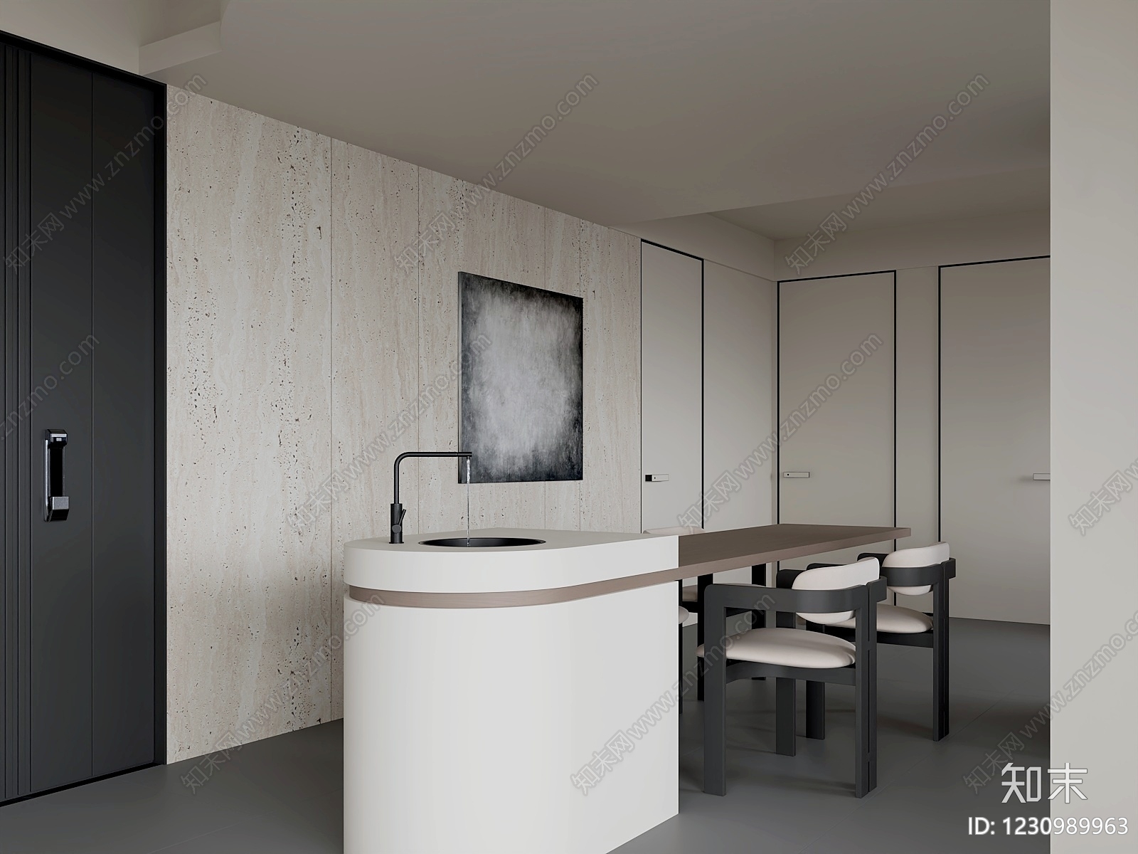 意式极简餐桌椅3D模型下载【ID:1230989963】