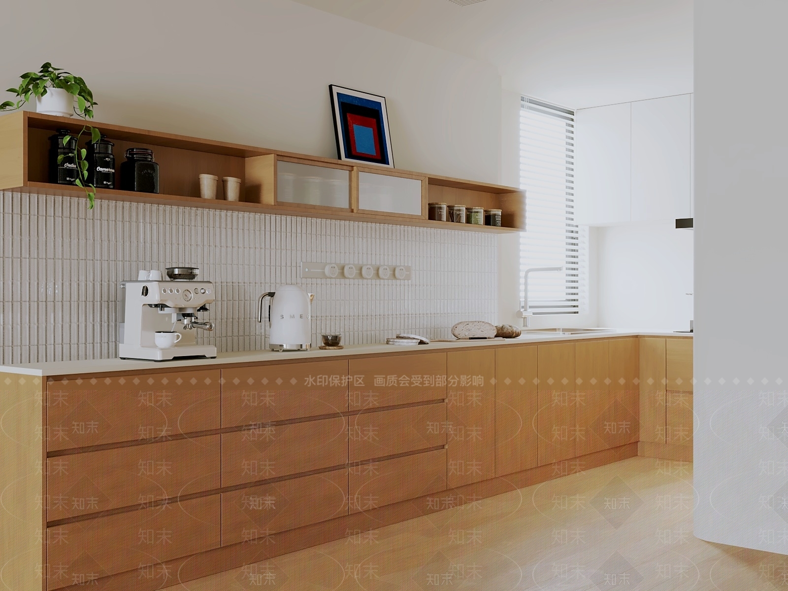 原木风橱柜3D模型下载【ID:1230990639】