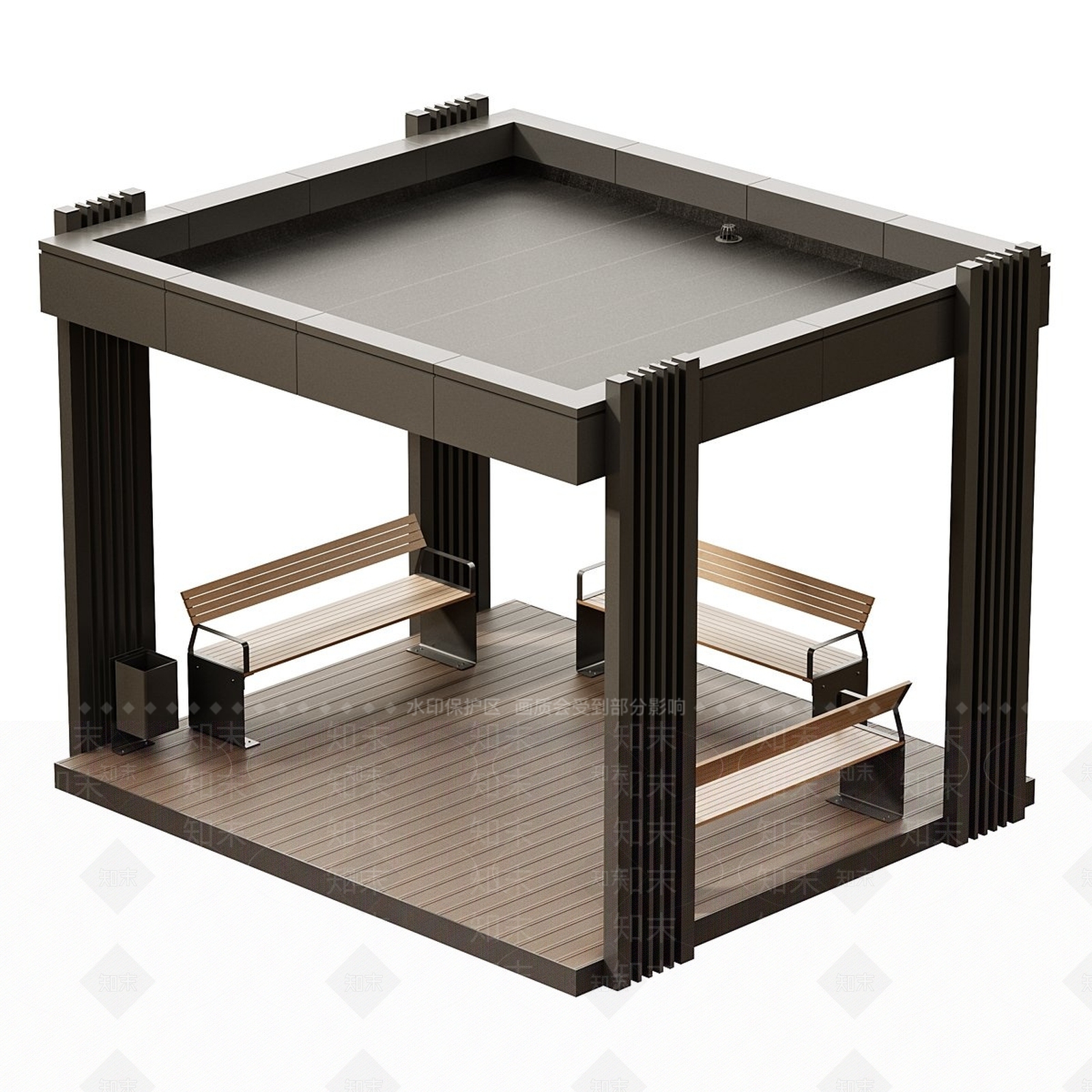 现代观景平台3D模型渲染效果图