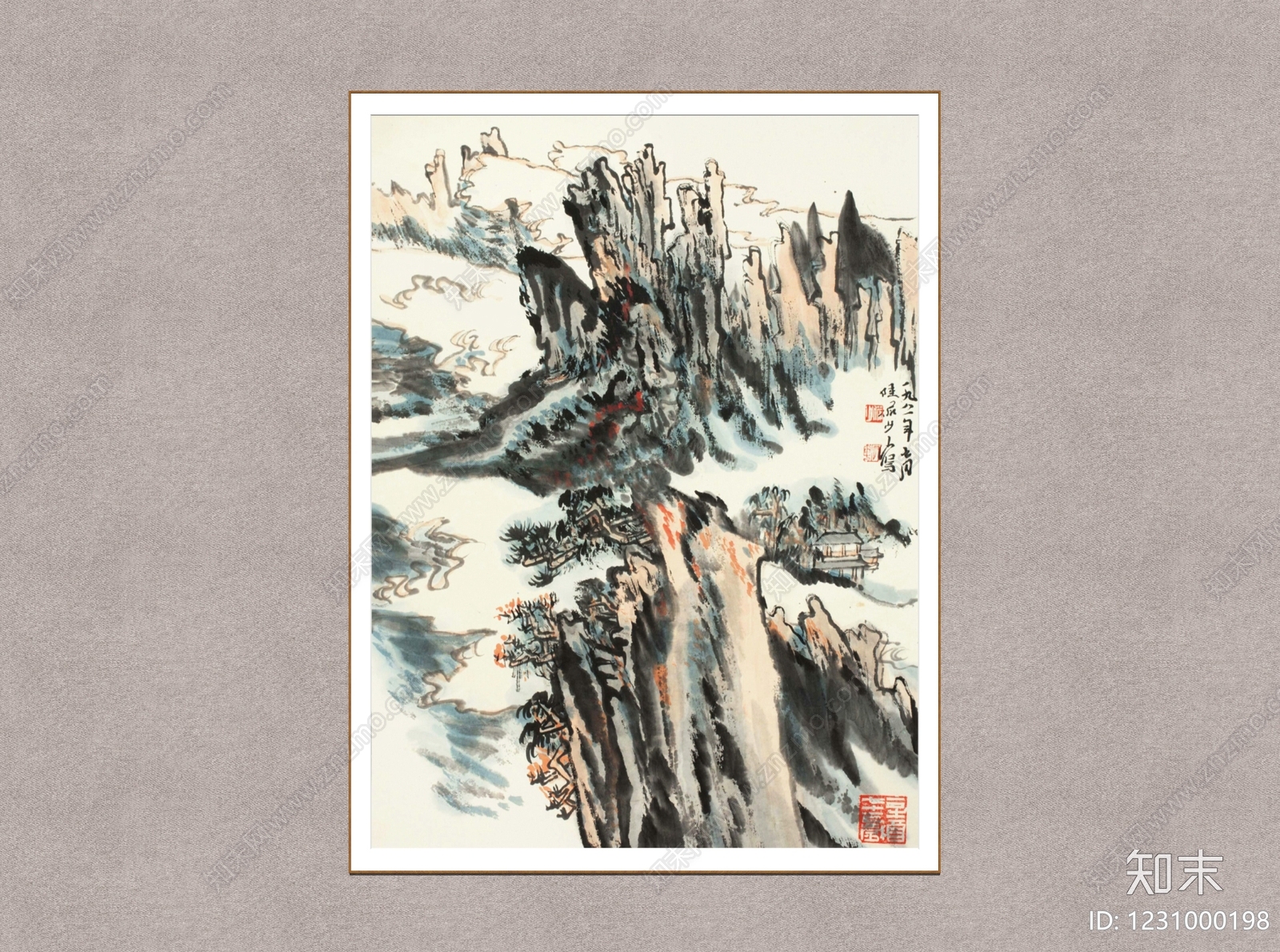中式山水画SU模型下载【ID:1231000198】