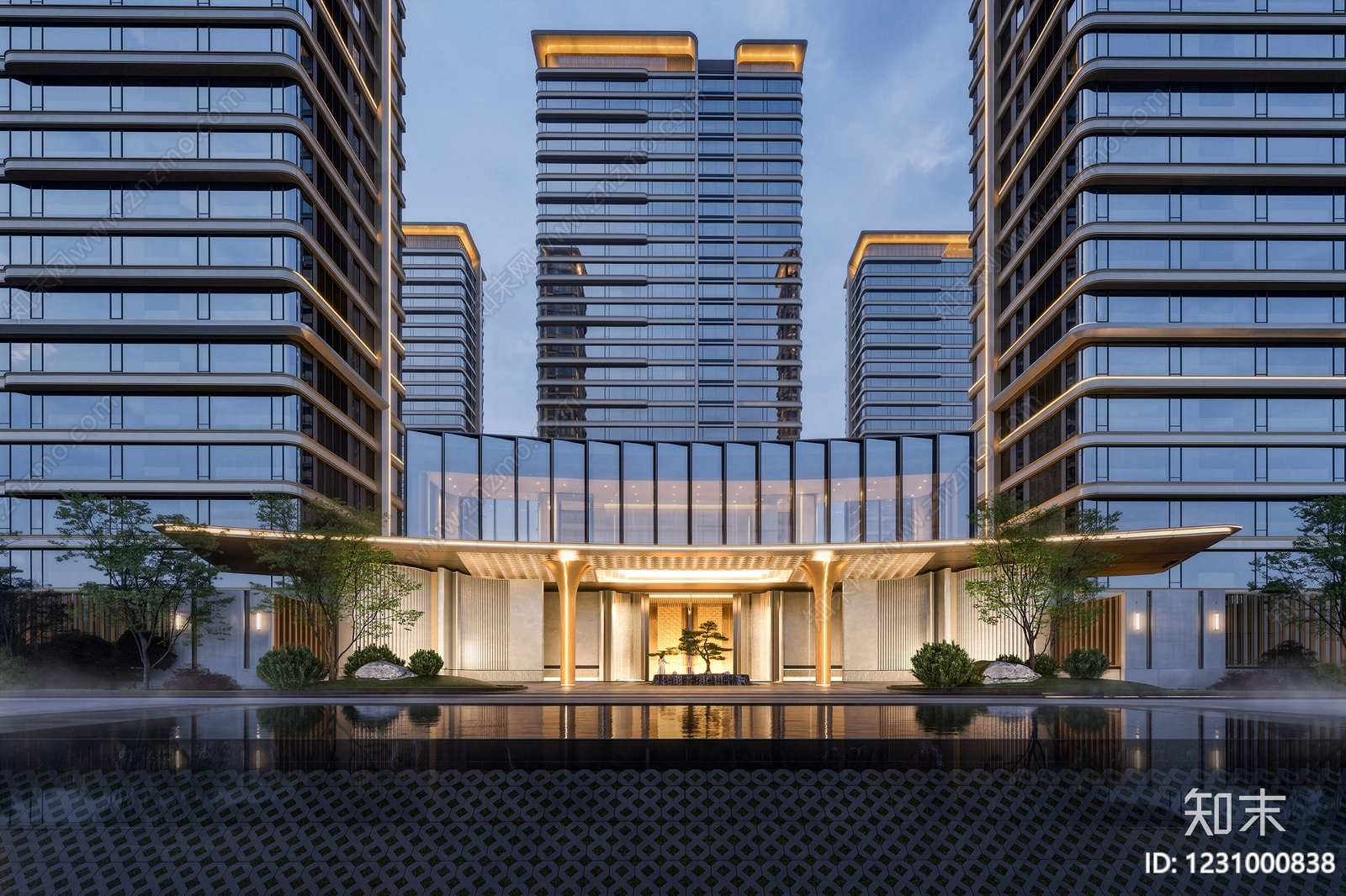 现代售楼处建筑SU模型下载【ID:1231000838】