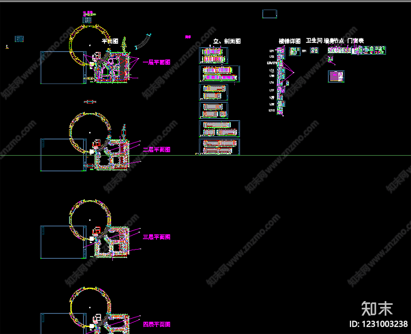 学校建筑cad施工图下载【ID:1231003238】