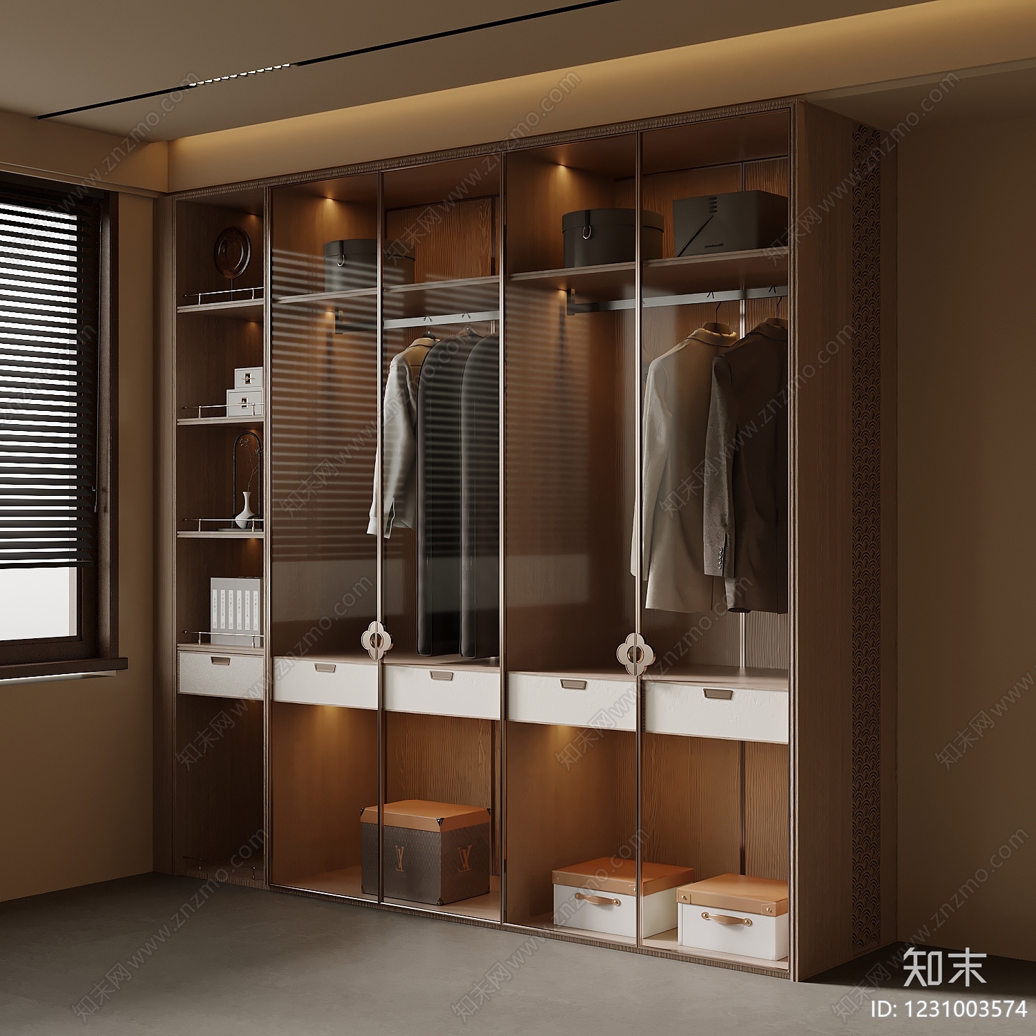 新中式衣柜SU模型下载【ID:1231003574】
