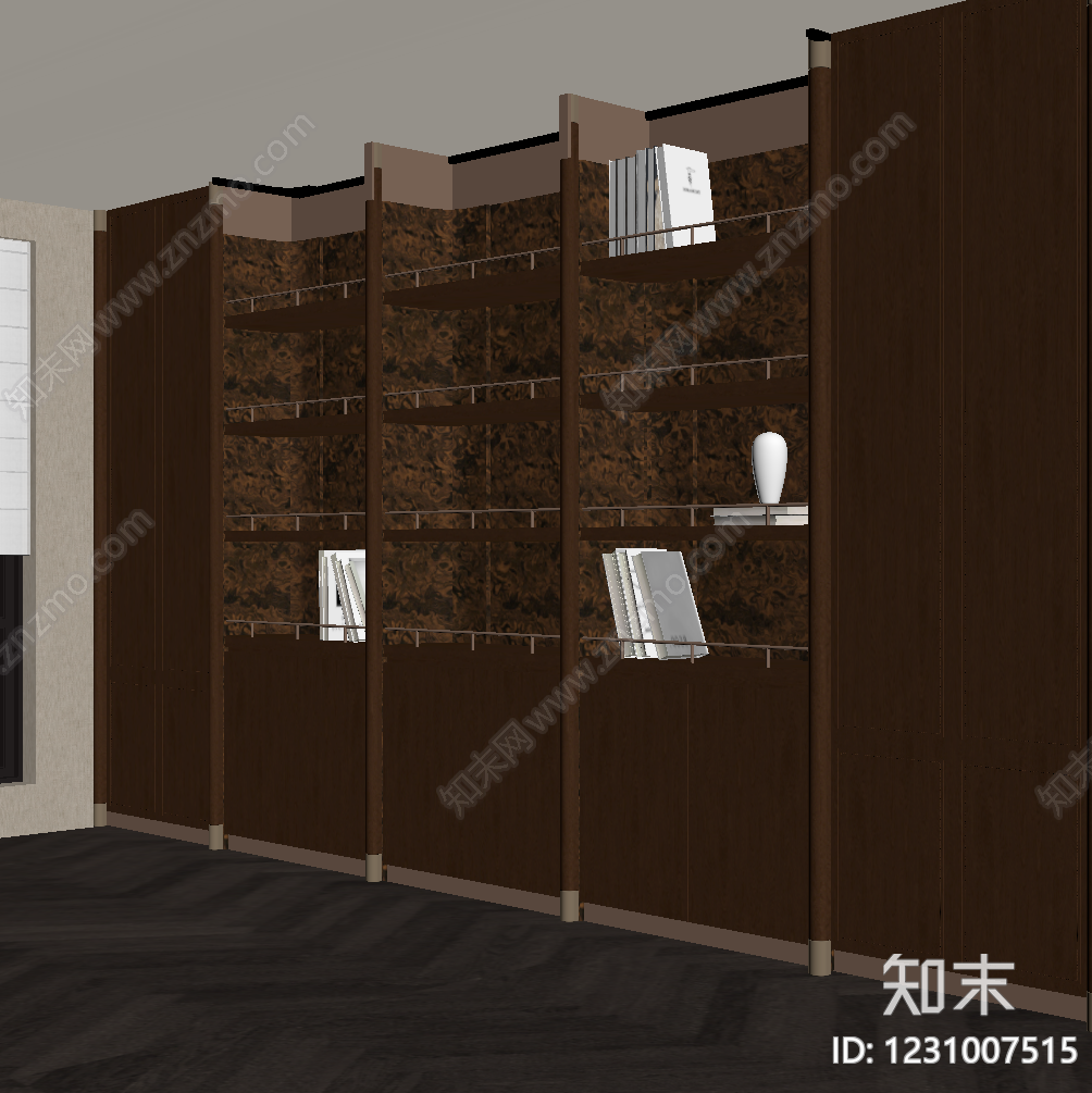 轻奢书柜SU模型下载【ID:1231007515】