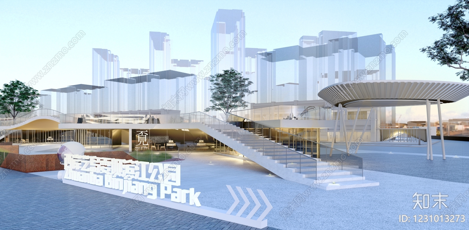 现代主义景观公园SU模型下载【ID:1231013273】