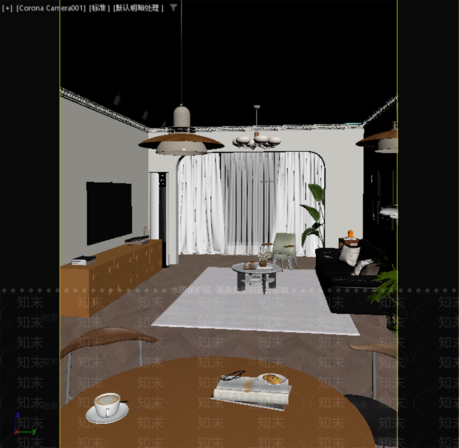 中古风别墅客餐厅3D模型下载【ID:1231014795】