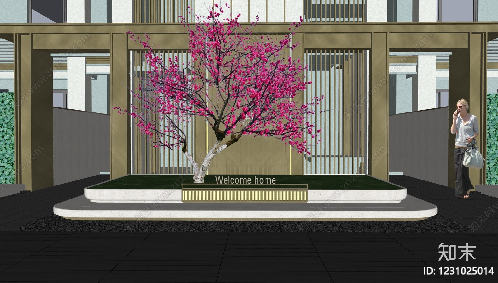 新中式景观住宅区景观SU模型下载【ID:1231025014】
