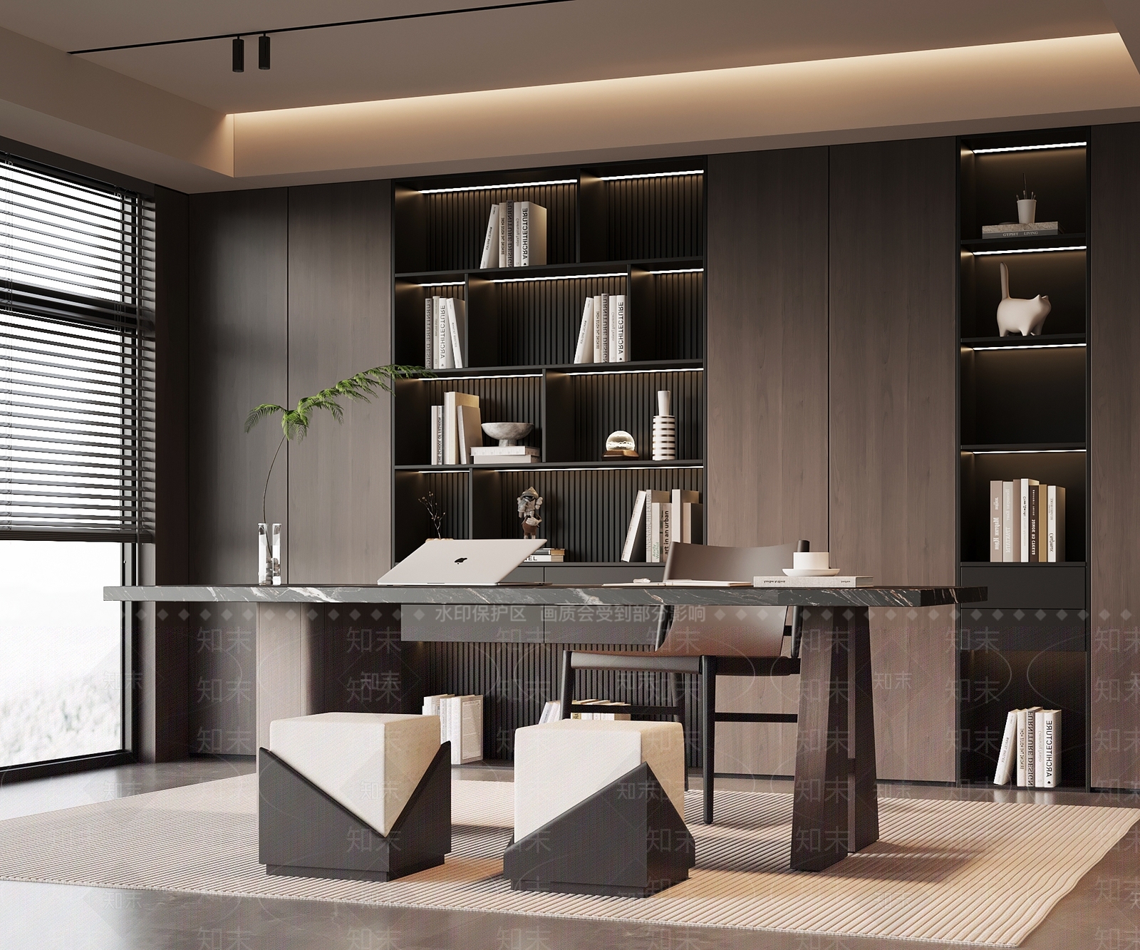 意式极简书房3D模型下载【ID:1231025478】