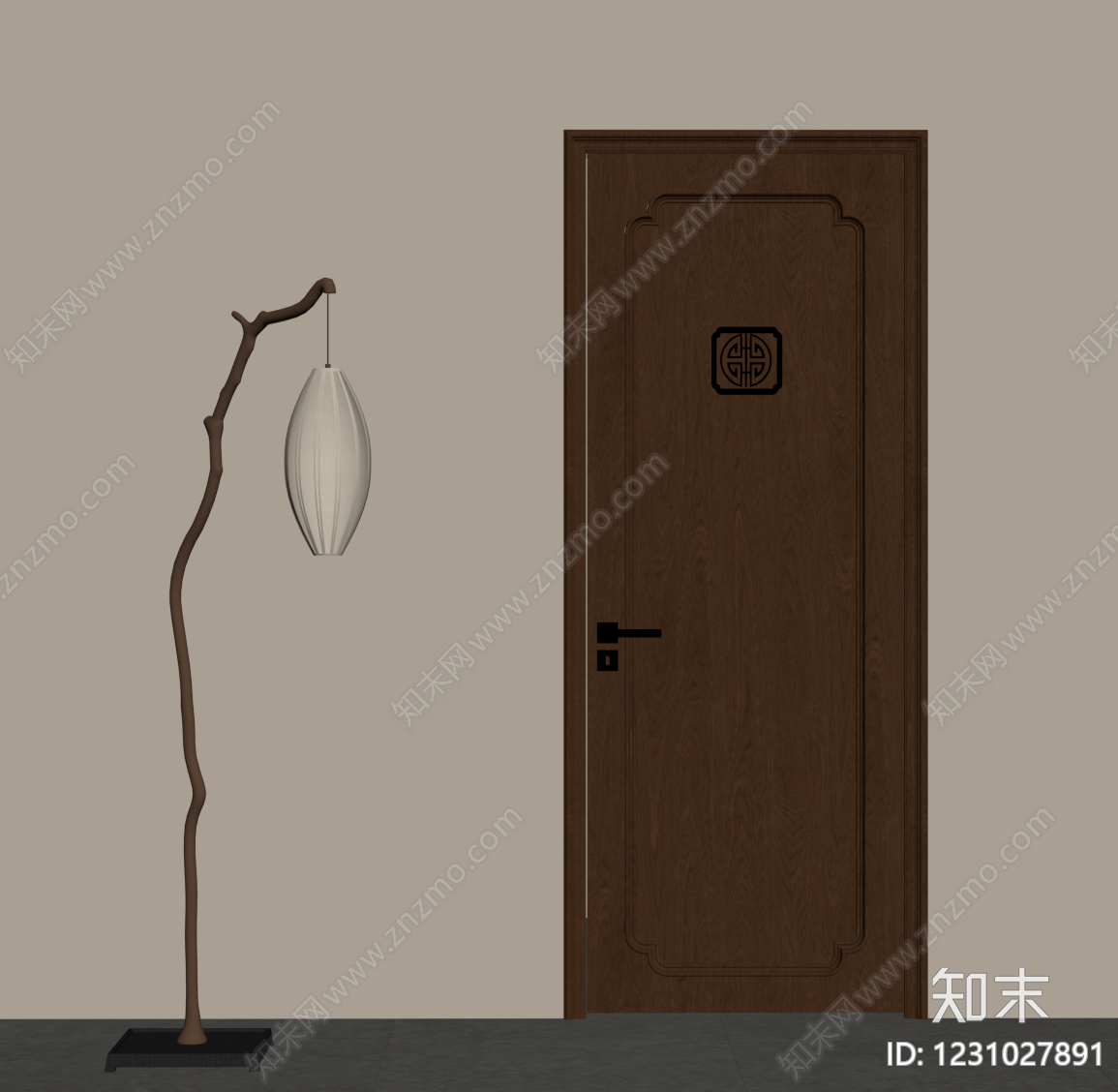 新中式单开门SU模型下载【ID:1231027891】