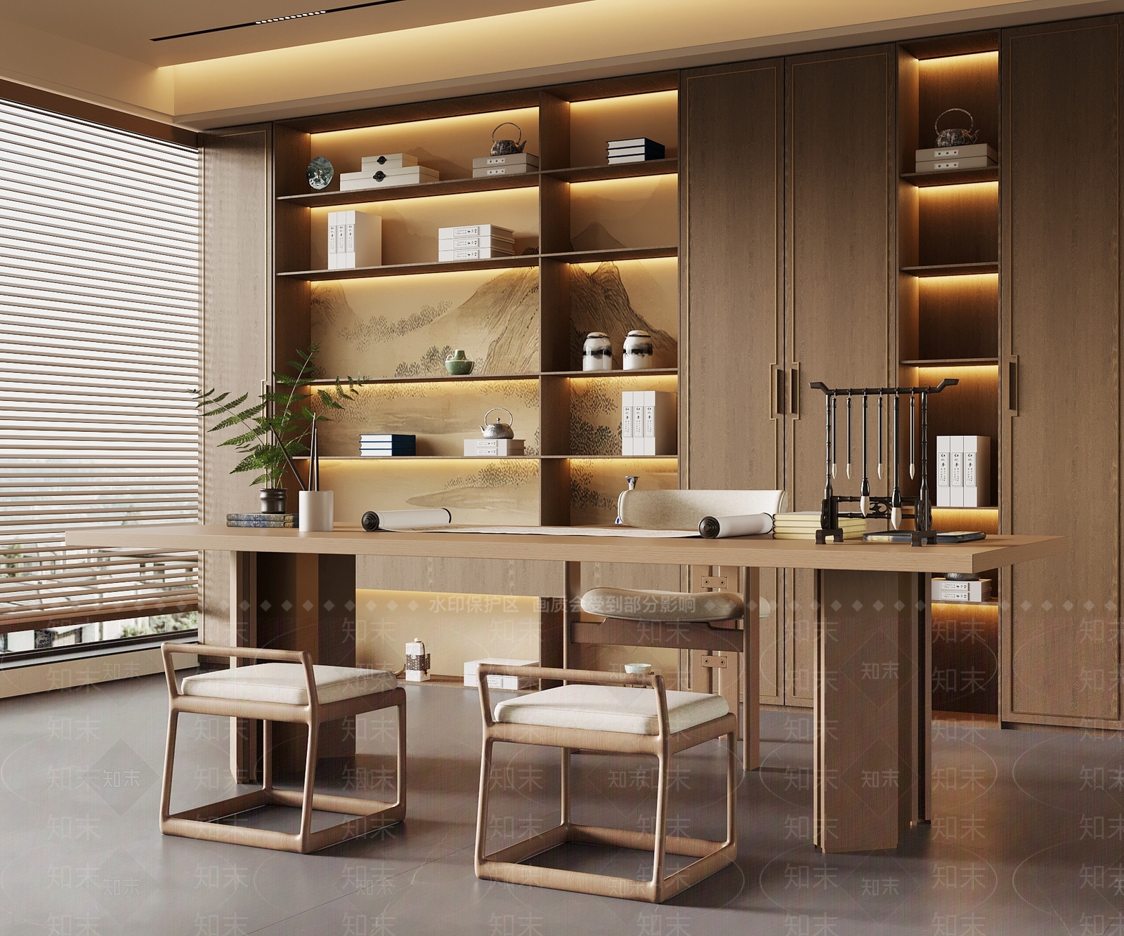 新中式宋式书房3D模型下载【ID:1231028492】