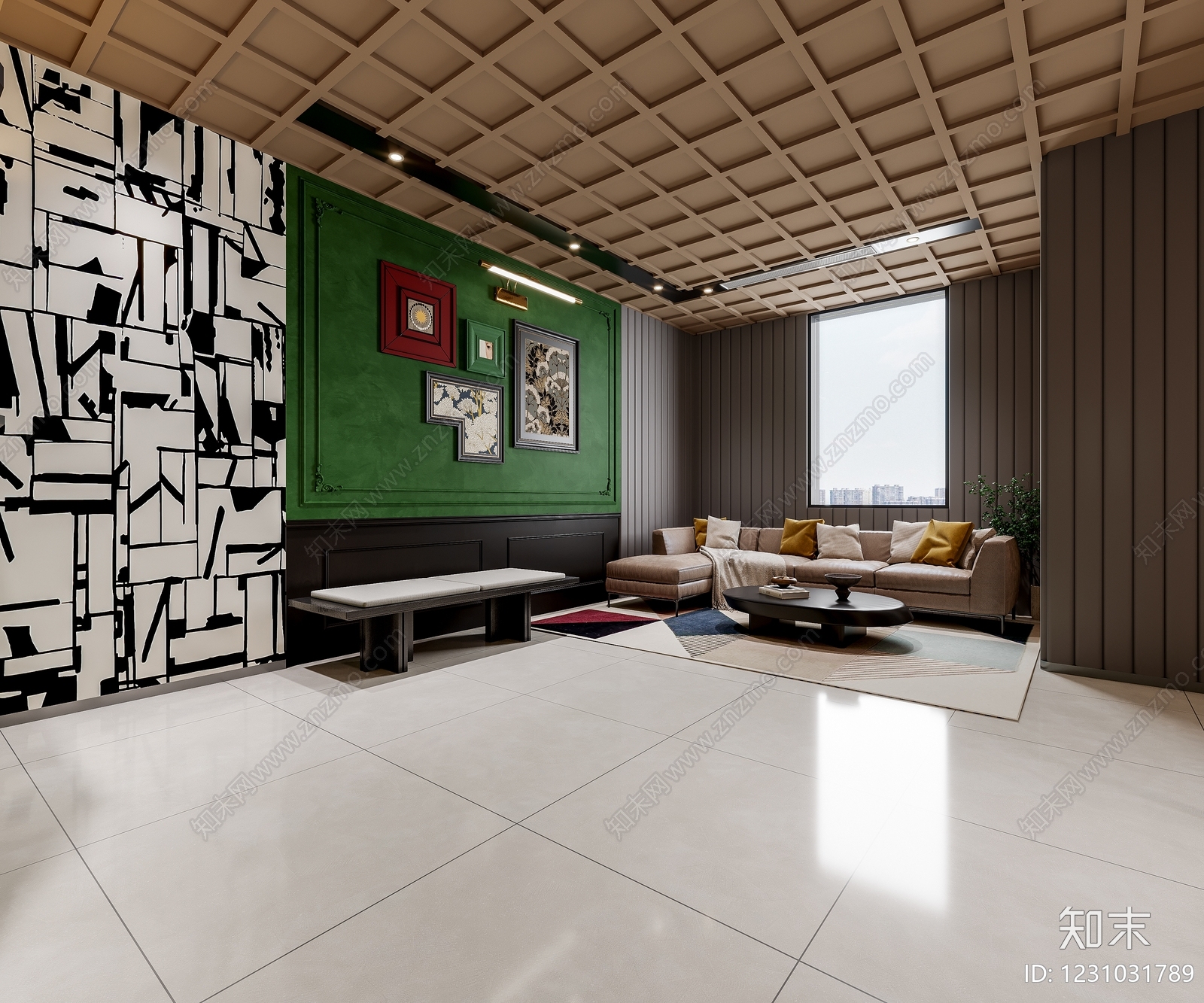 现代家居客厅3D模型下载【ID:1231031789】