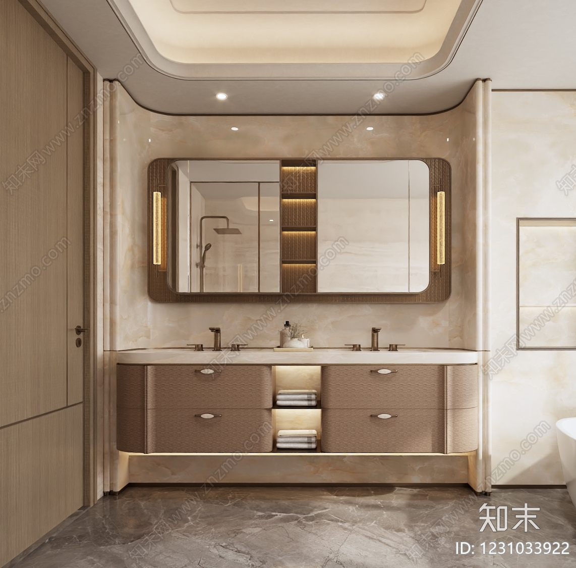 轻奢卫生间3D模型渲染效果图