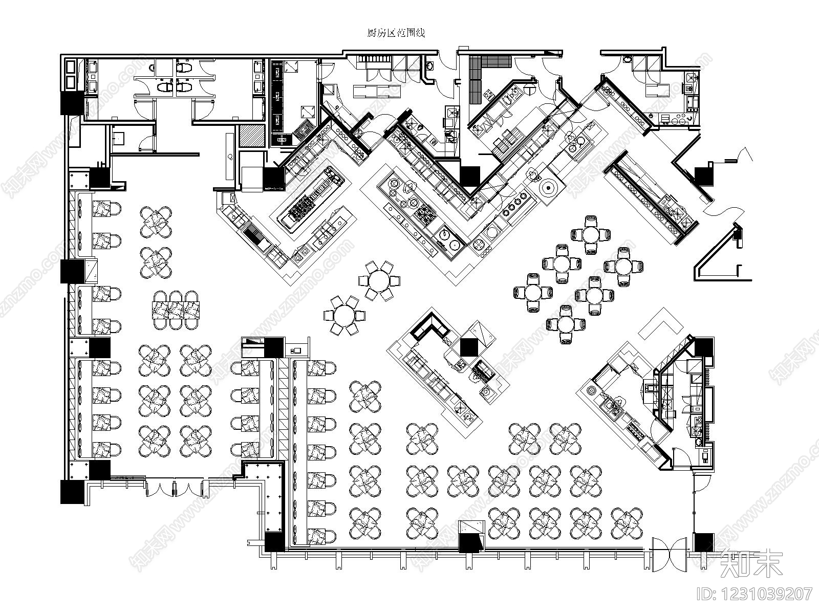 自助餐厅cad施工图下载【ID:1231039207】