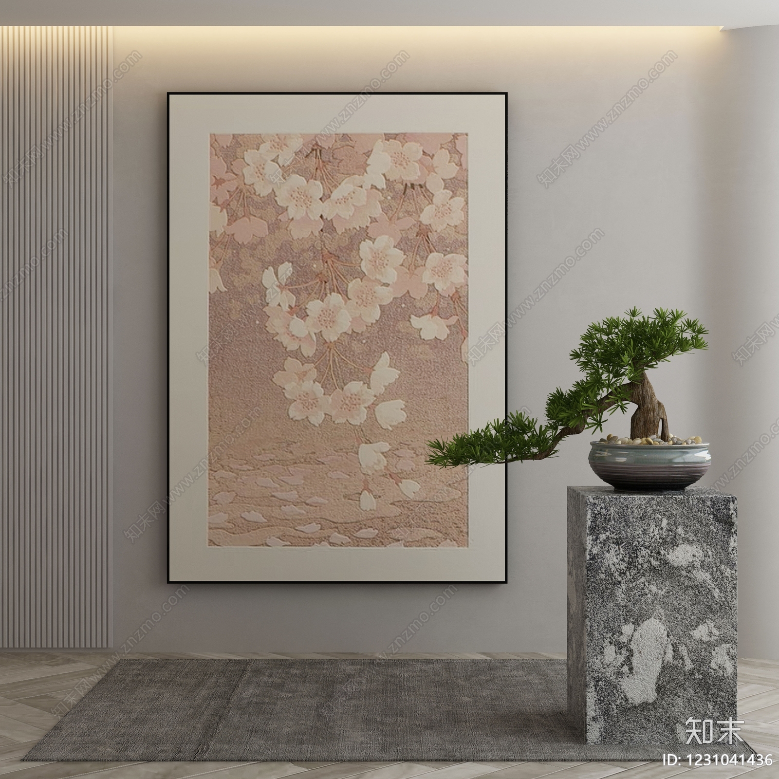 新中式抽象挂画3D模型下载【ID:1231041436】