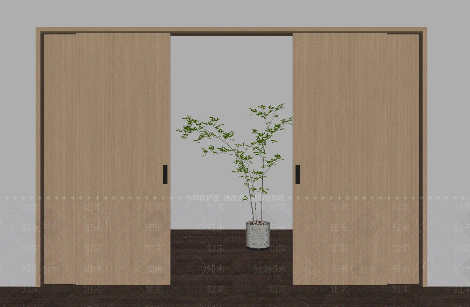 原木风推拉门SU模型下载【ID:1231043129】