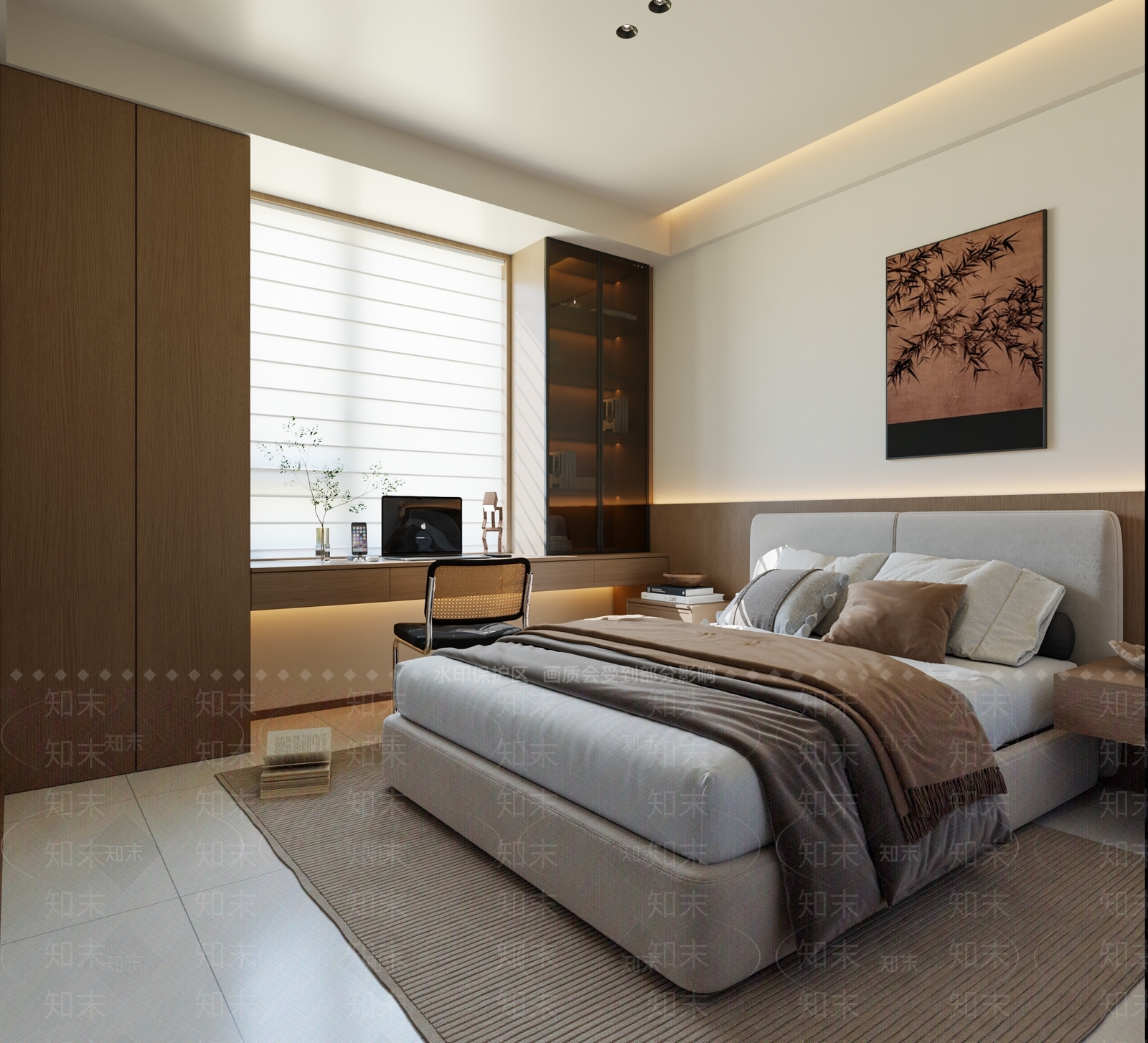 现代简约次卧3D模型下载【ID:1231045832】