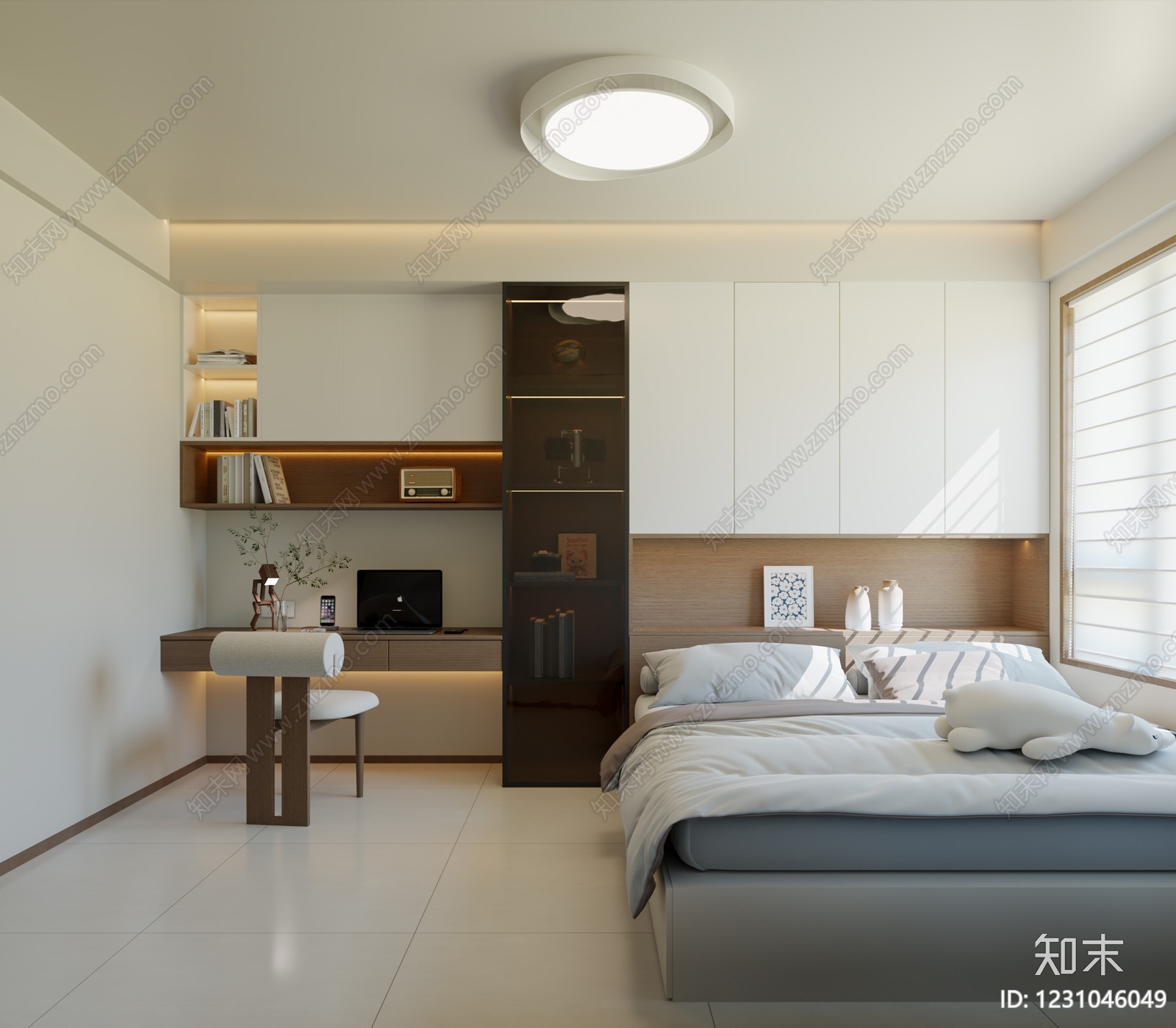 现代简约榻榻米卧室3D模型下载【ID:1231046049】