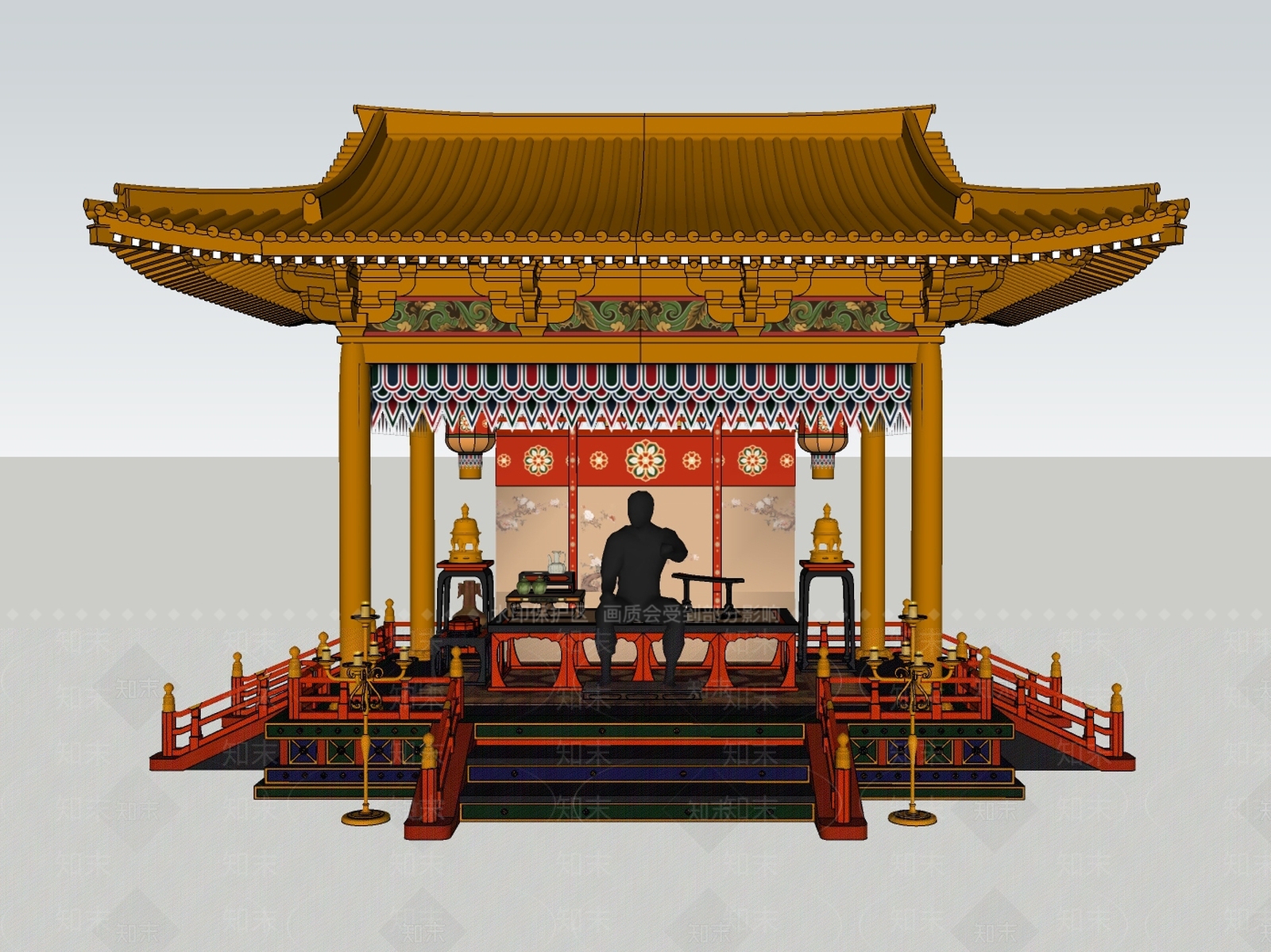 中式古建古建筑SU模型下载【ID:1231049300】