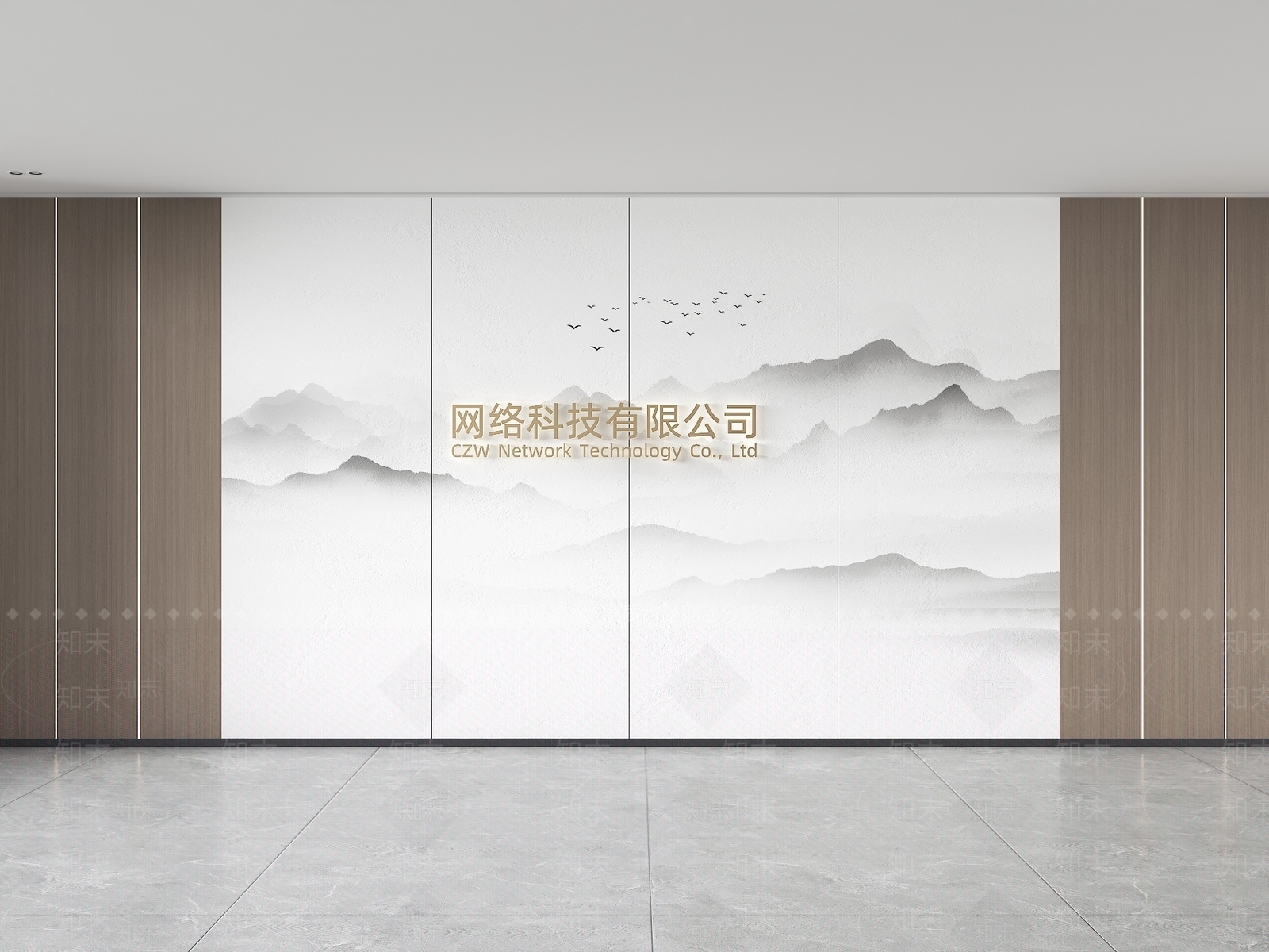 新中式形象墙3D模型下载【ID:1231050553】