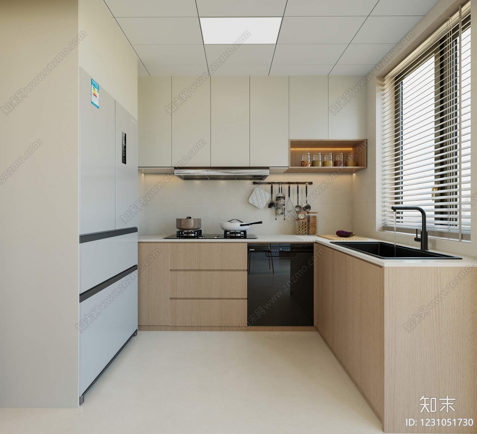 原木风封闭式厨房3D模型下载【ID:1231051730】