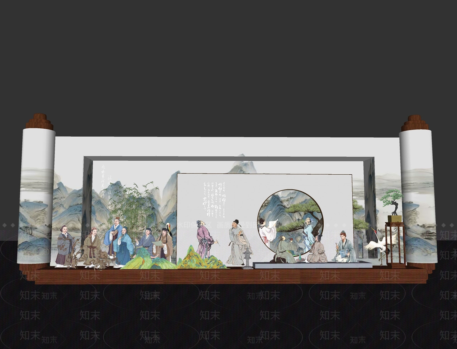 新中式文旅美陈SU模型下载【ID:1231053190】