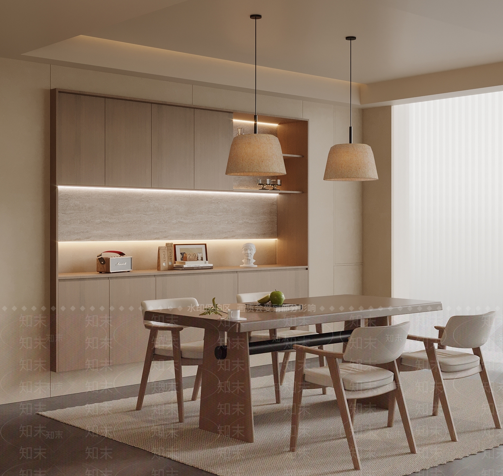 原木风家居餐厅3D模型下载【ID:1231055744】
