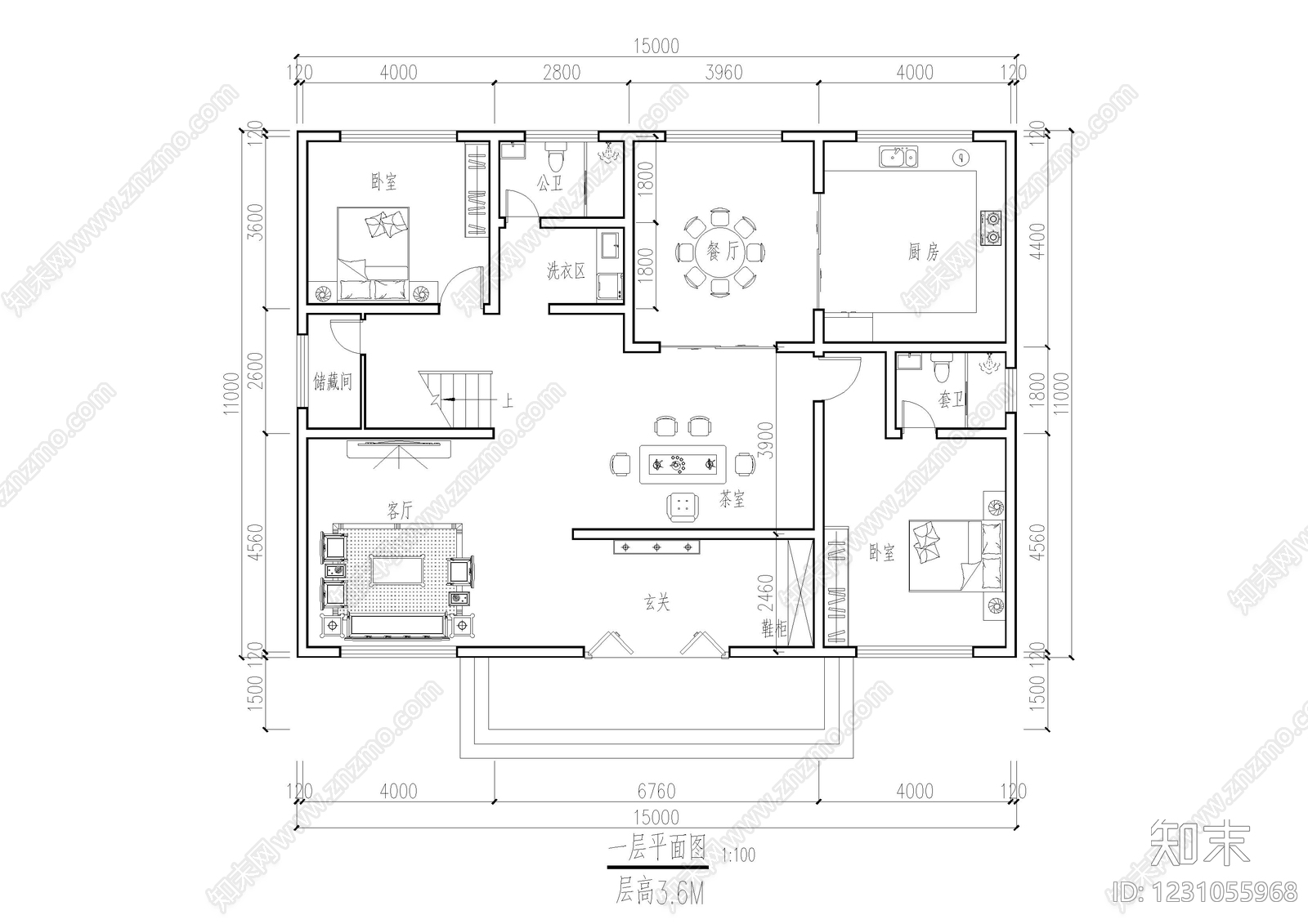 别墅建筑cad施工图下载【ID:1231055968】