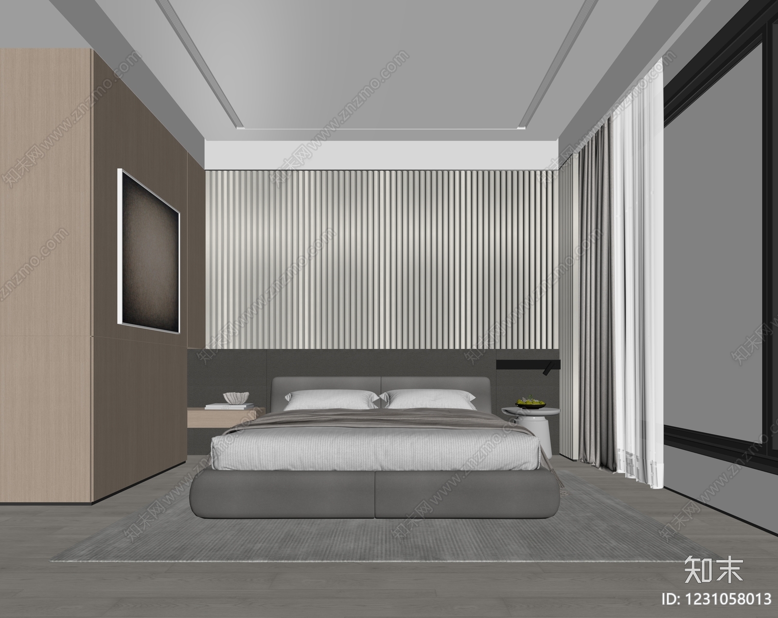 意式极简主卧3D模型下载【ID:1231058013】
