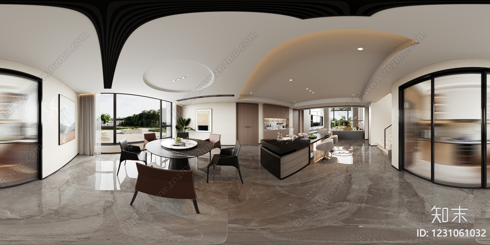 轻奢挑空客厅3D模型下载【ID:1231061032】