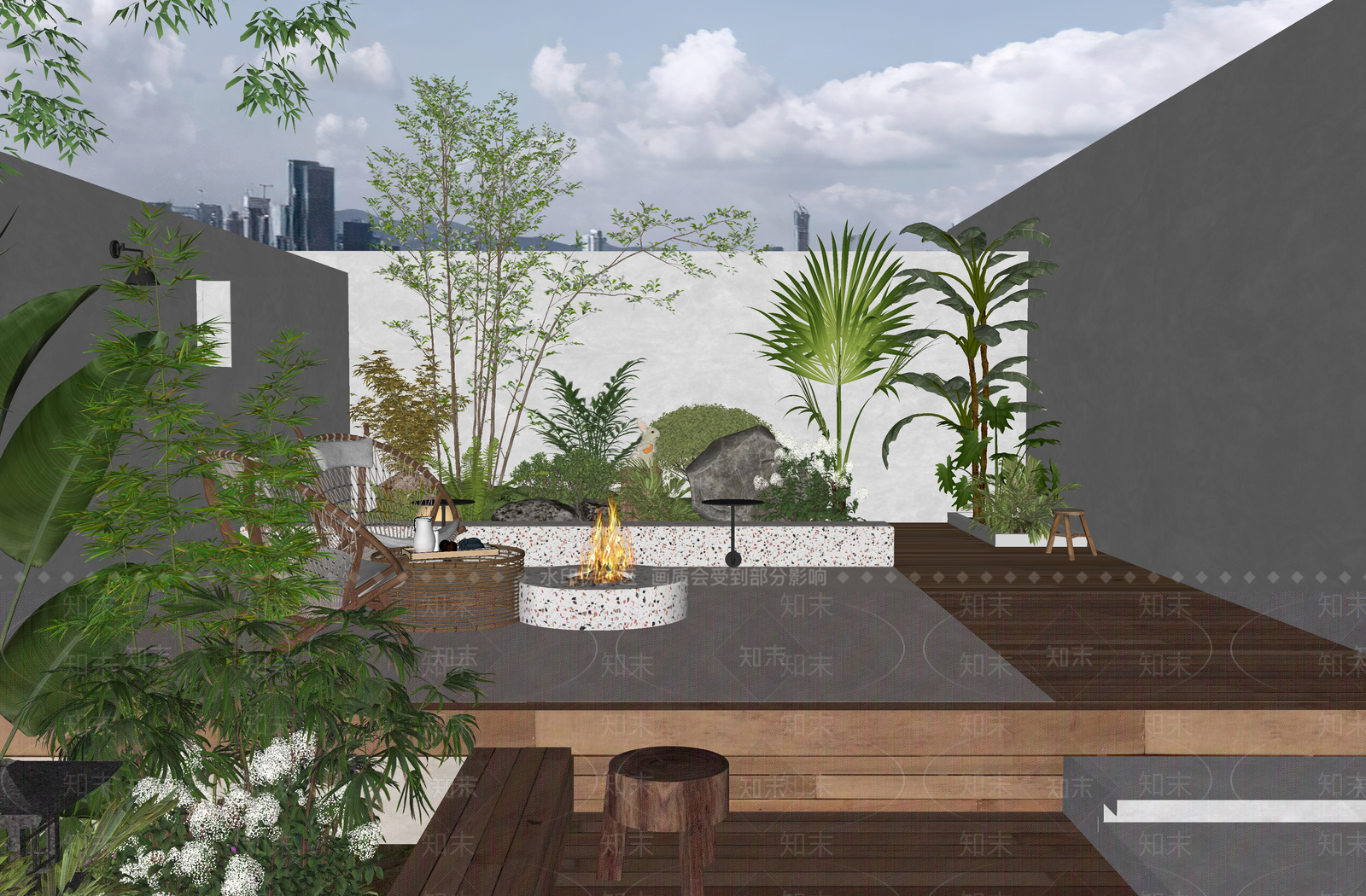 现代简约屋顶花园SU模型下载【ID:1231066793】