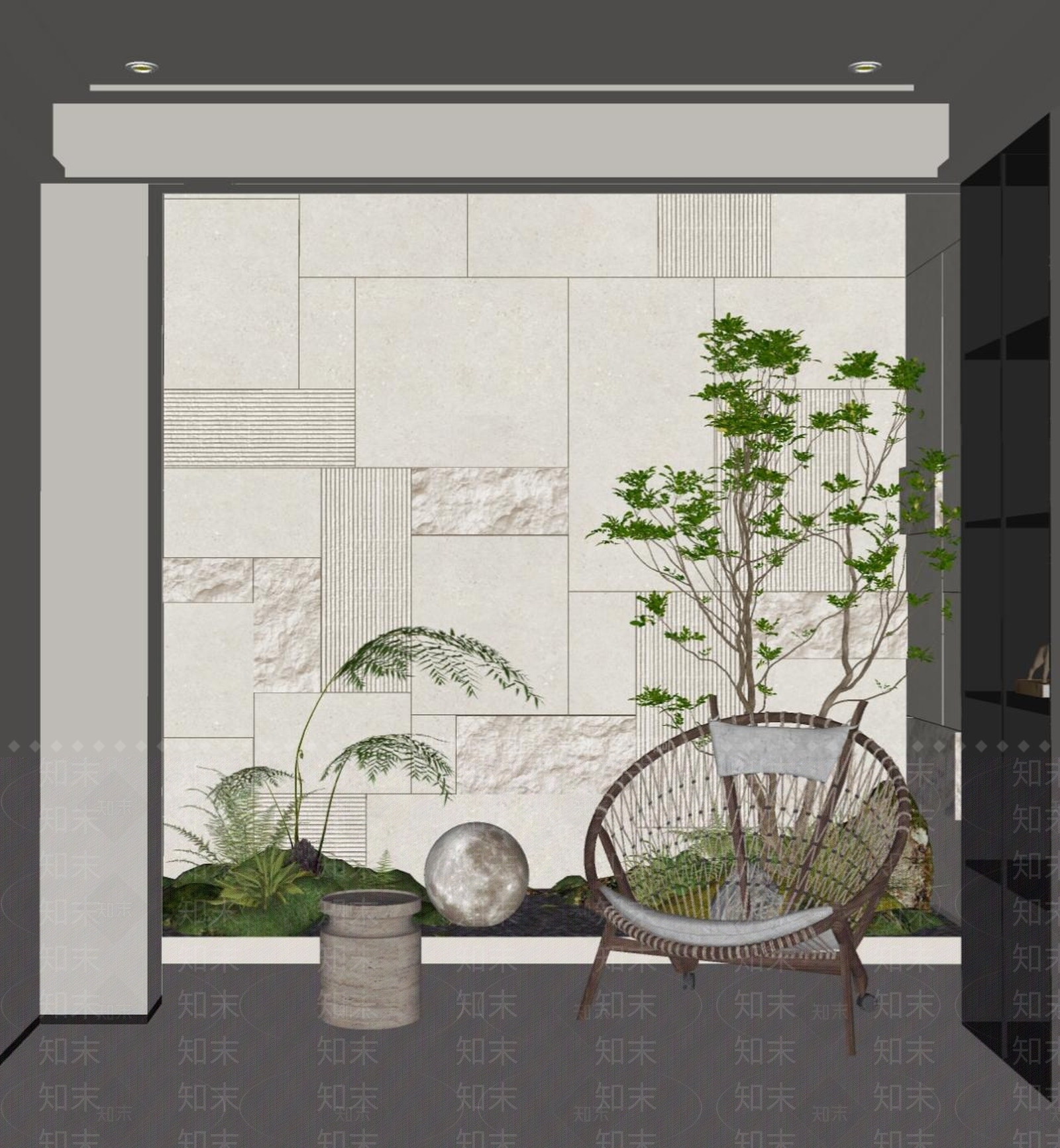 现代背景墙SU模型下载【ID:1231070453】