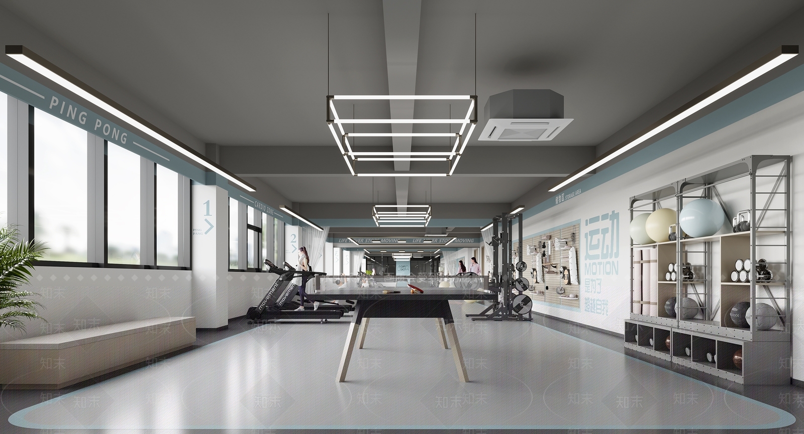 现代简约健身房3D模型下载【ID:1231072315】