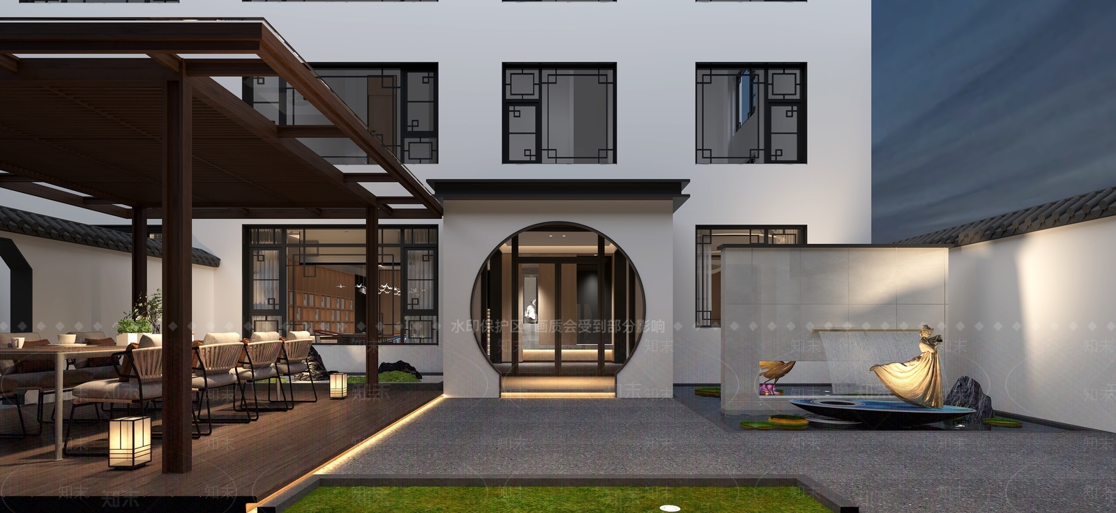 新中式景观庭院3D模型下载【ID:1231073161】