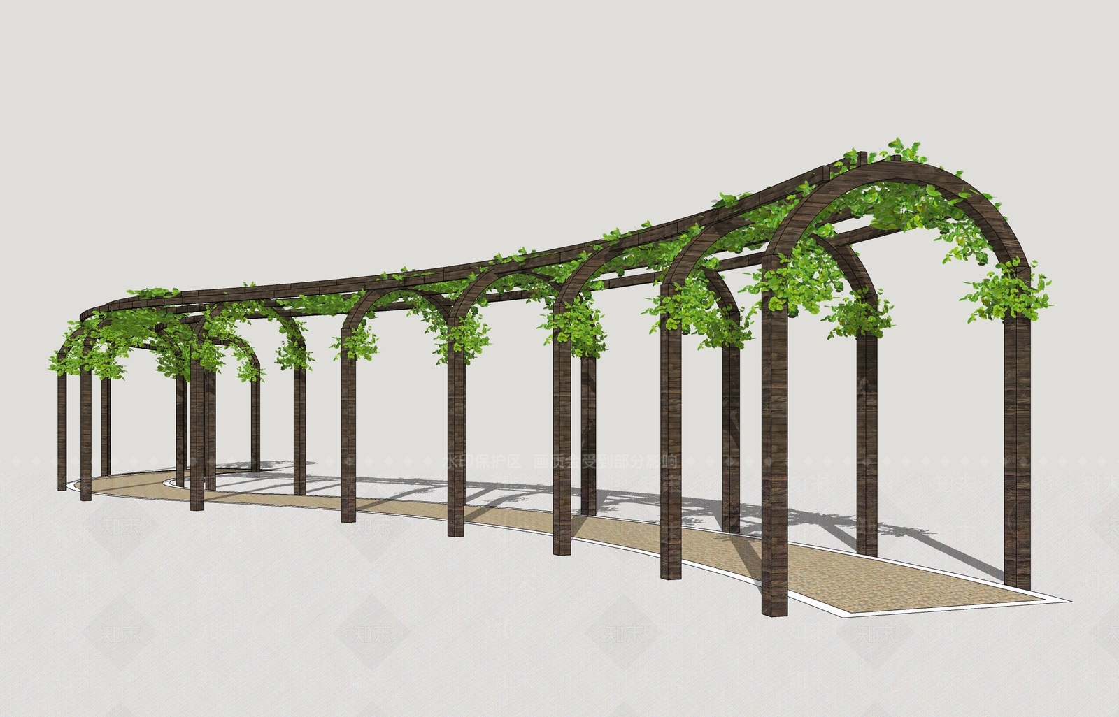 欧式古建廊架SU模型下载【ID:1231077485】