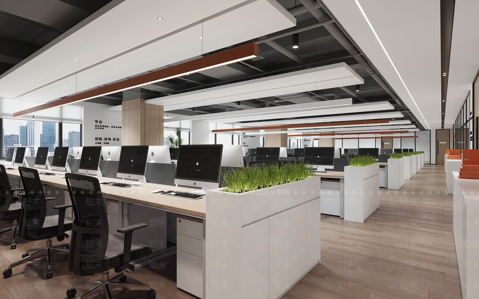 现代简约办公区3D模型下载【ID:1231077741】