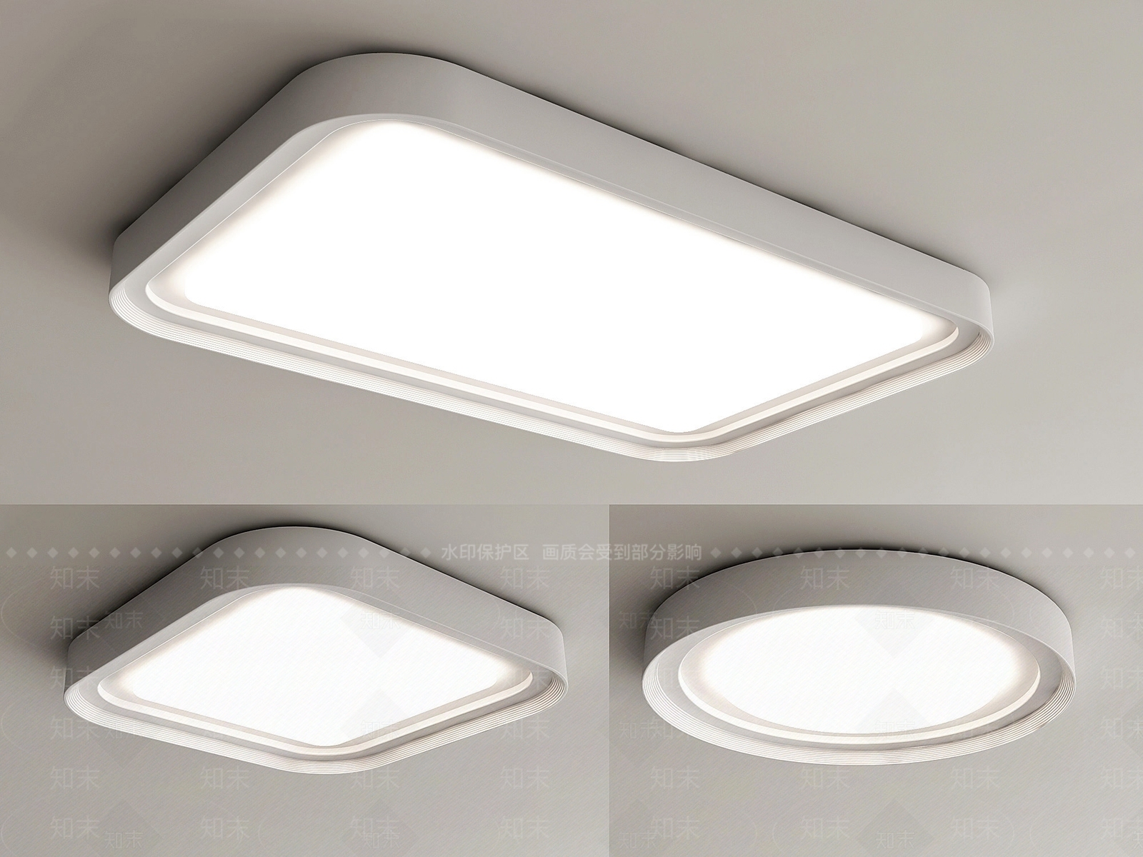 现代简约吸顶灯3D模型下载【ID:1231080172】