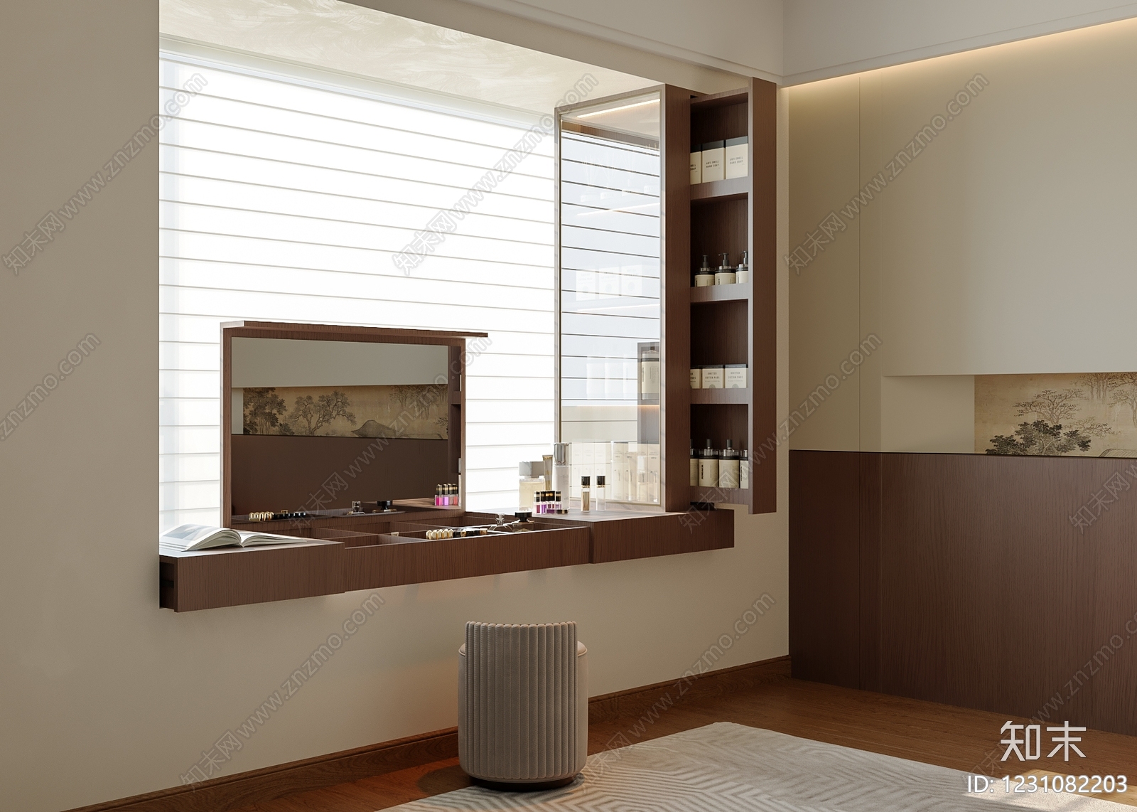 新中式梳妆台3D模型下载【ID:1231082203】