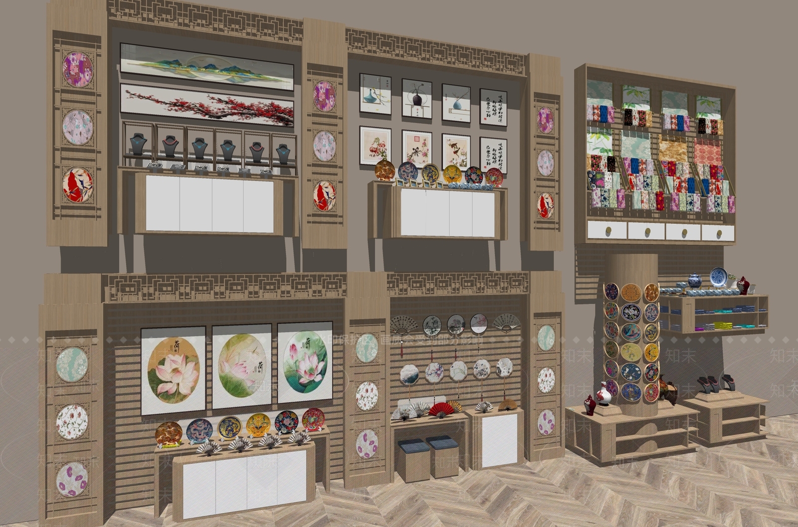 新中式文创展厅SU模型下载【ID:1231082473】