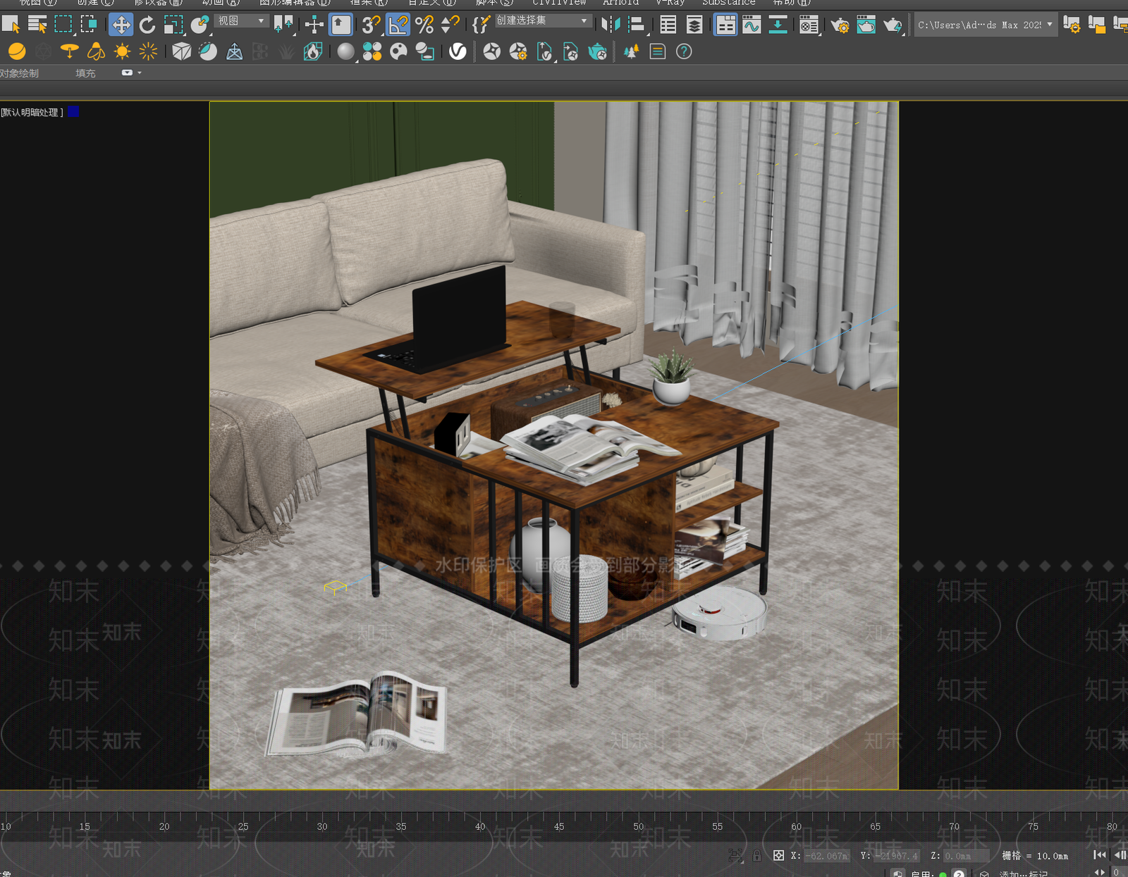 复古工业风茶几3D模型下载【ID:1231082532】